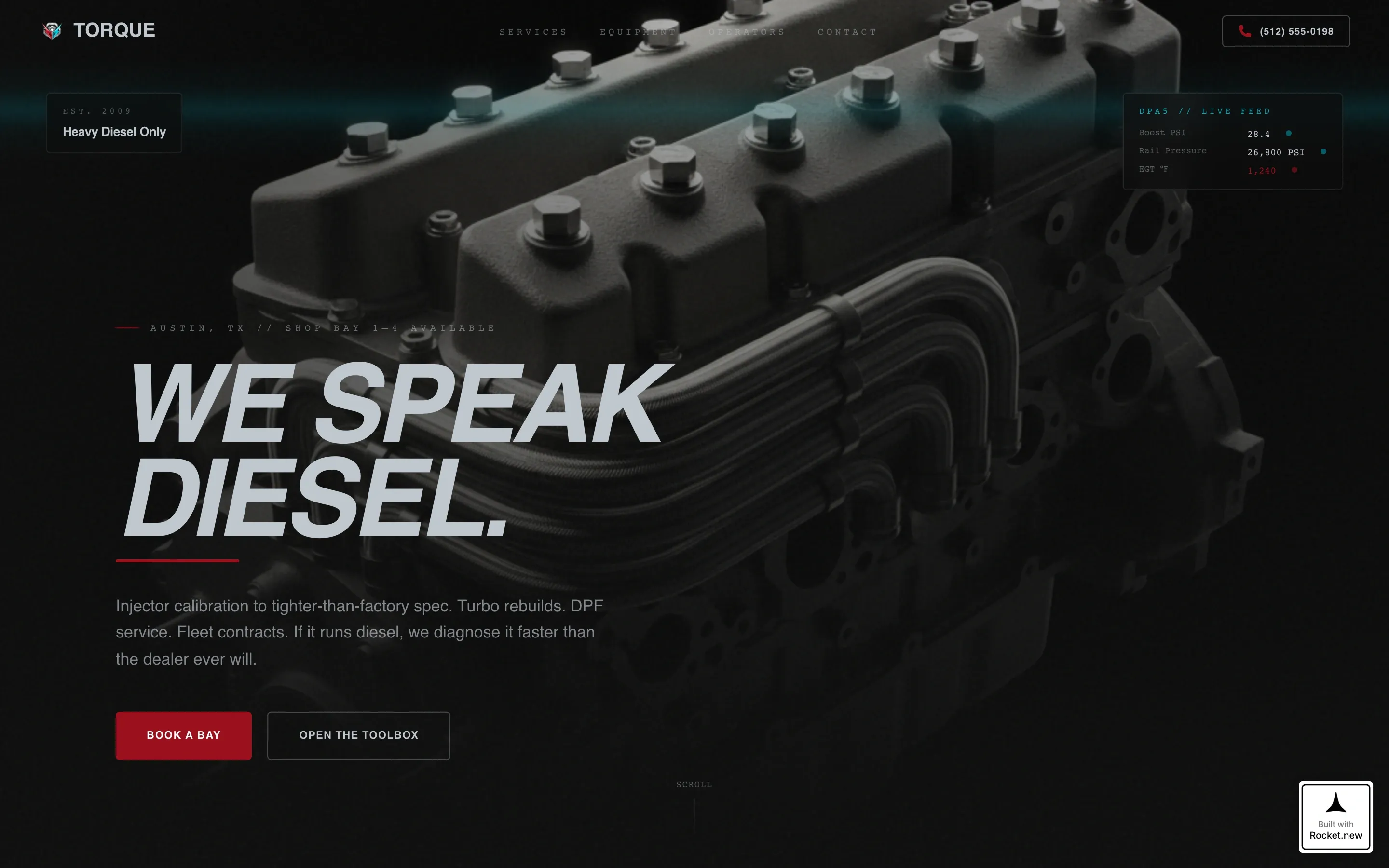 Diesel Mechanic Shop Landing Page Template