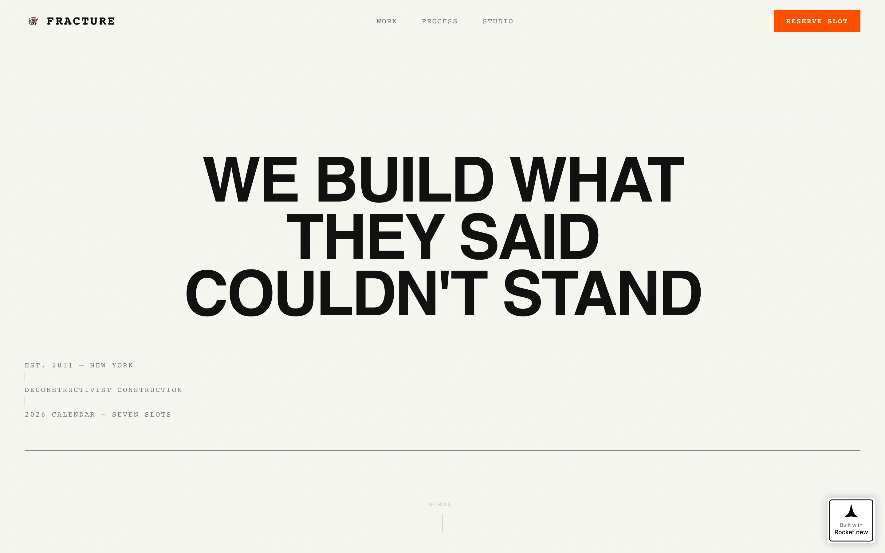 Bold Deconstructivist Builder Landing Page Template