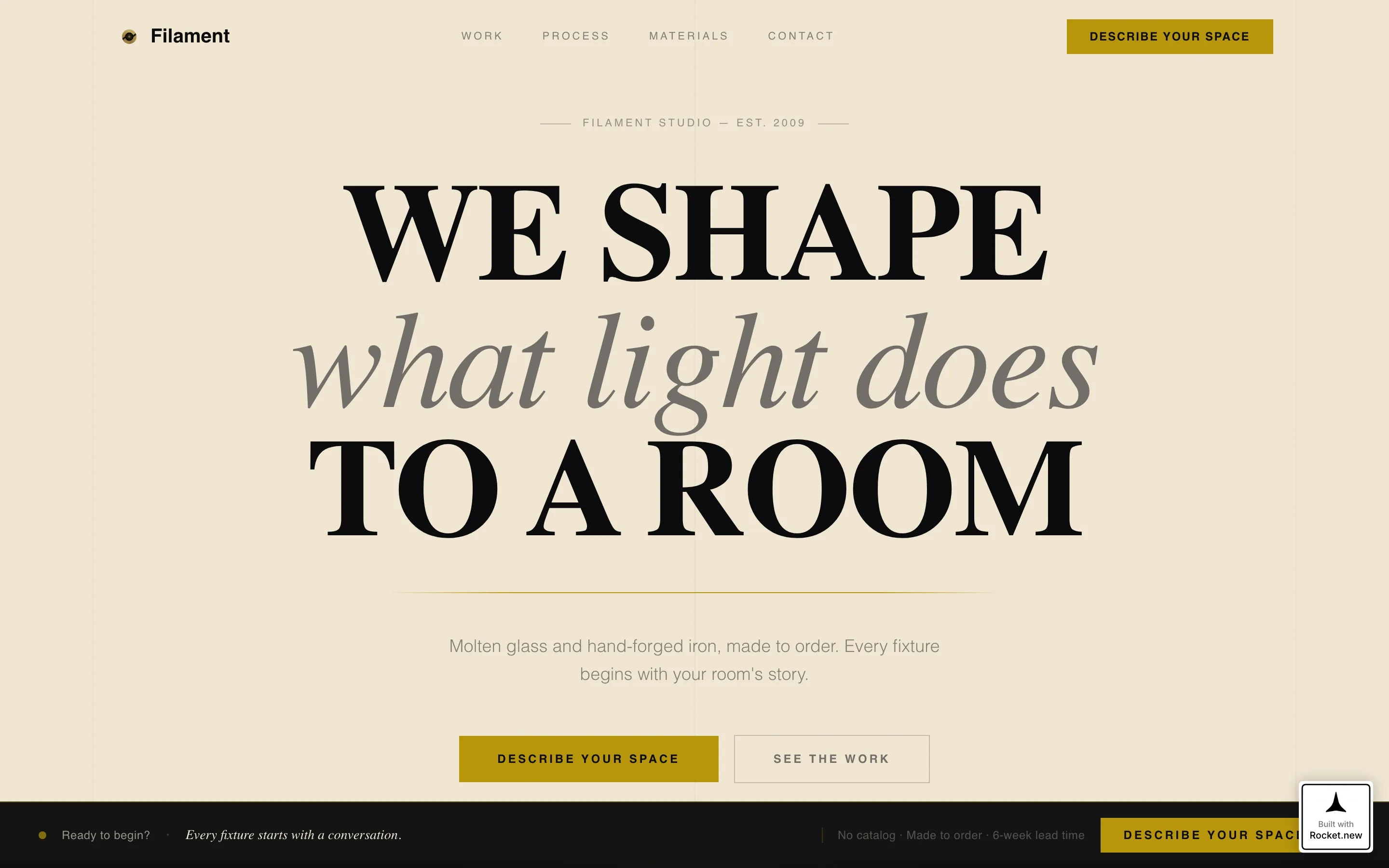 Atmospheric Craftsman Lighting Designer Landing Page