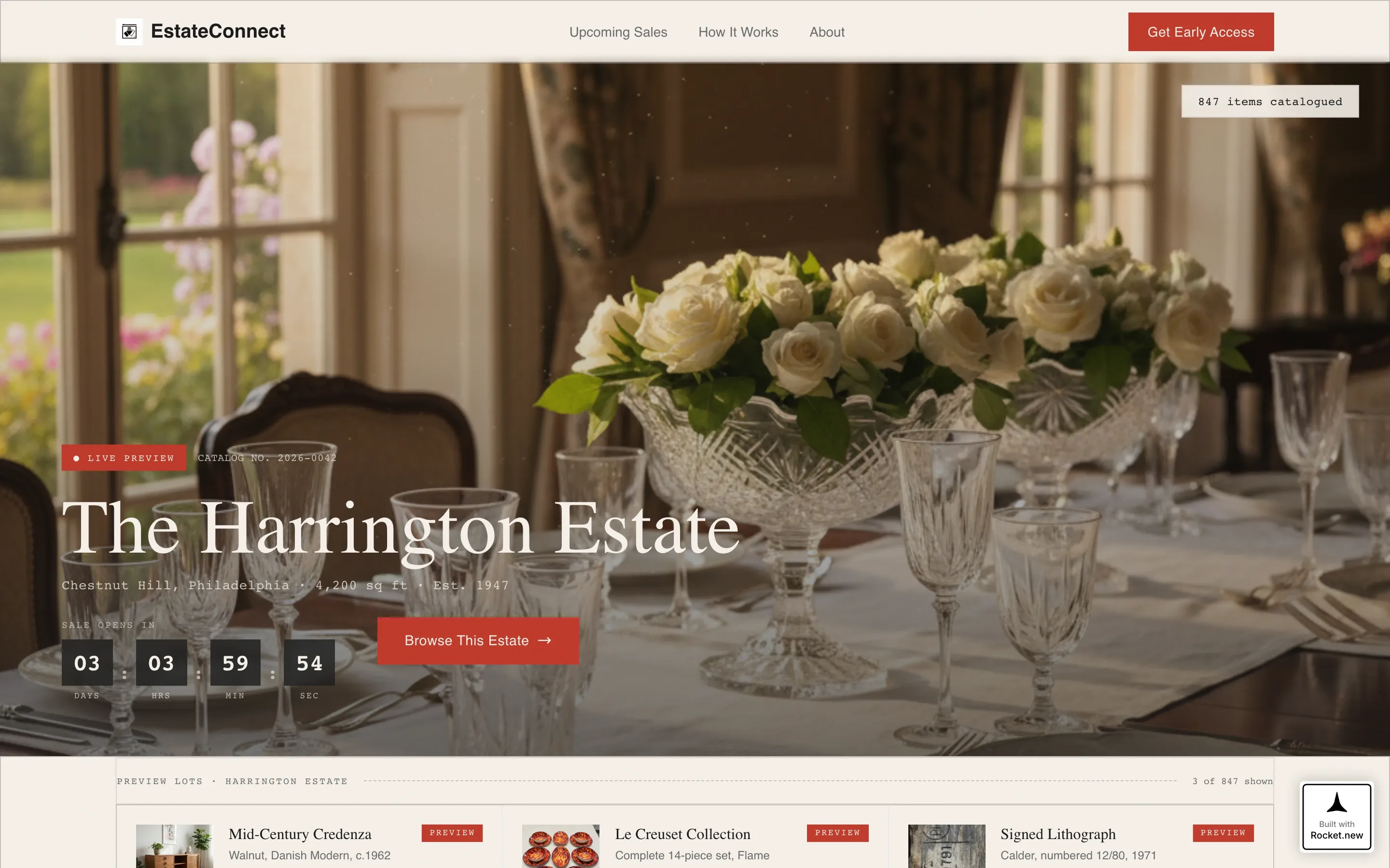 Antique Estate Sale Landing Page Template