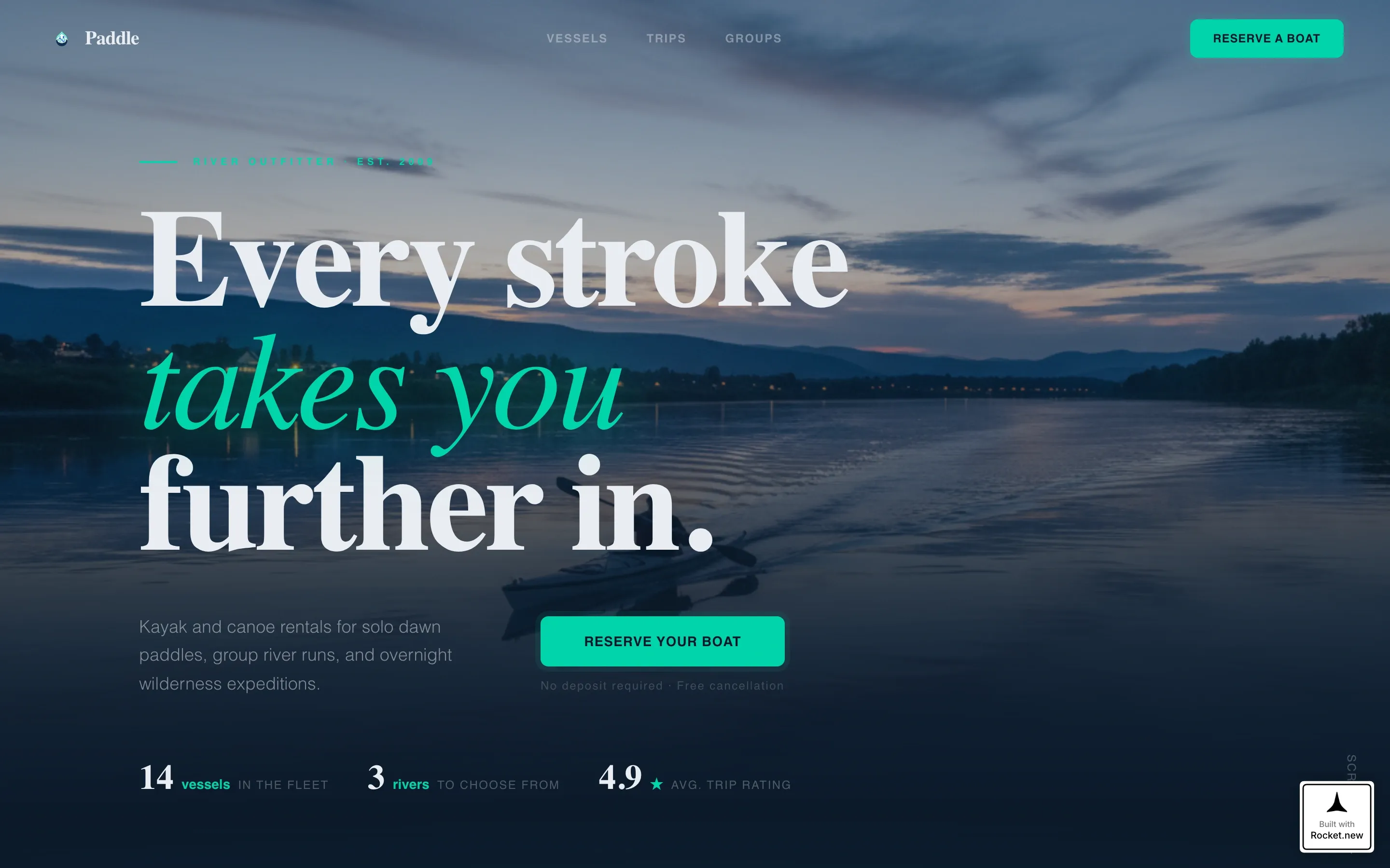 Kayak & Canoe Rental Landing Page Template