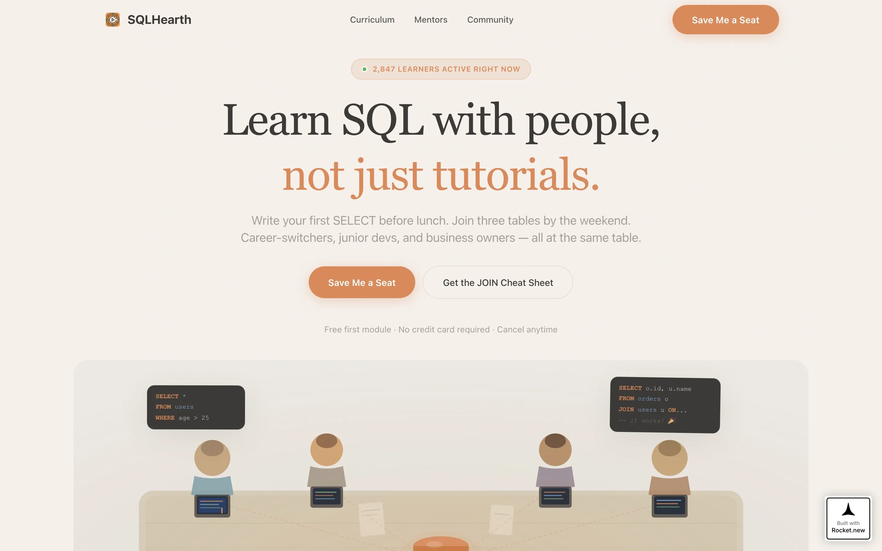 SQL Course Landing Page Template for Beginners