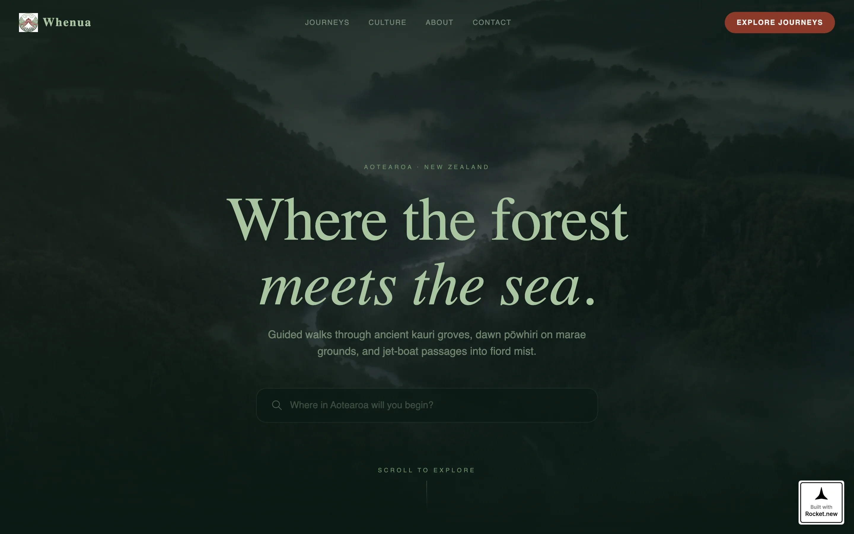 Immersive New Zealand Cultural Tour Landing Page