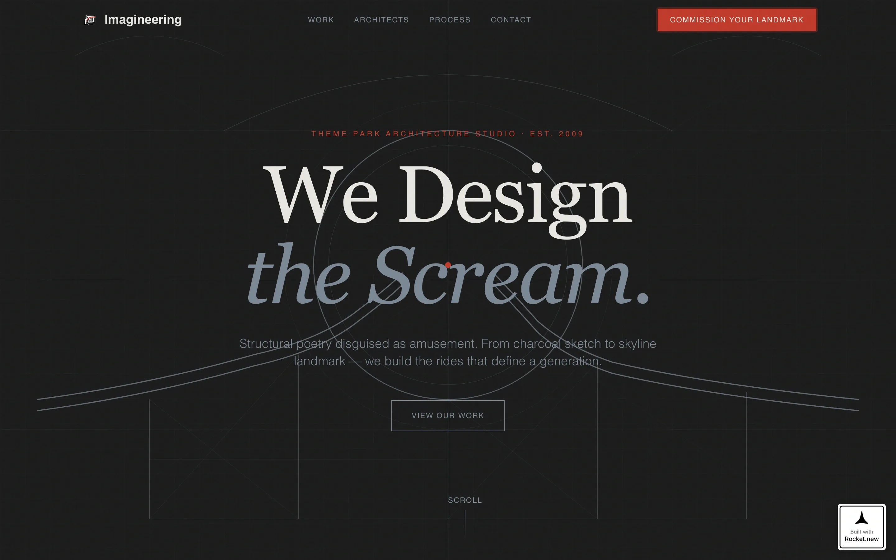 Bold Theme Park Architecture Landing Page