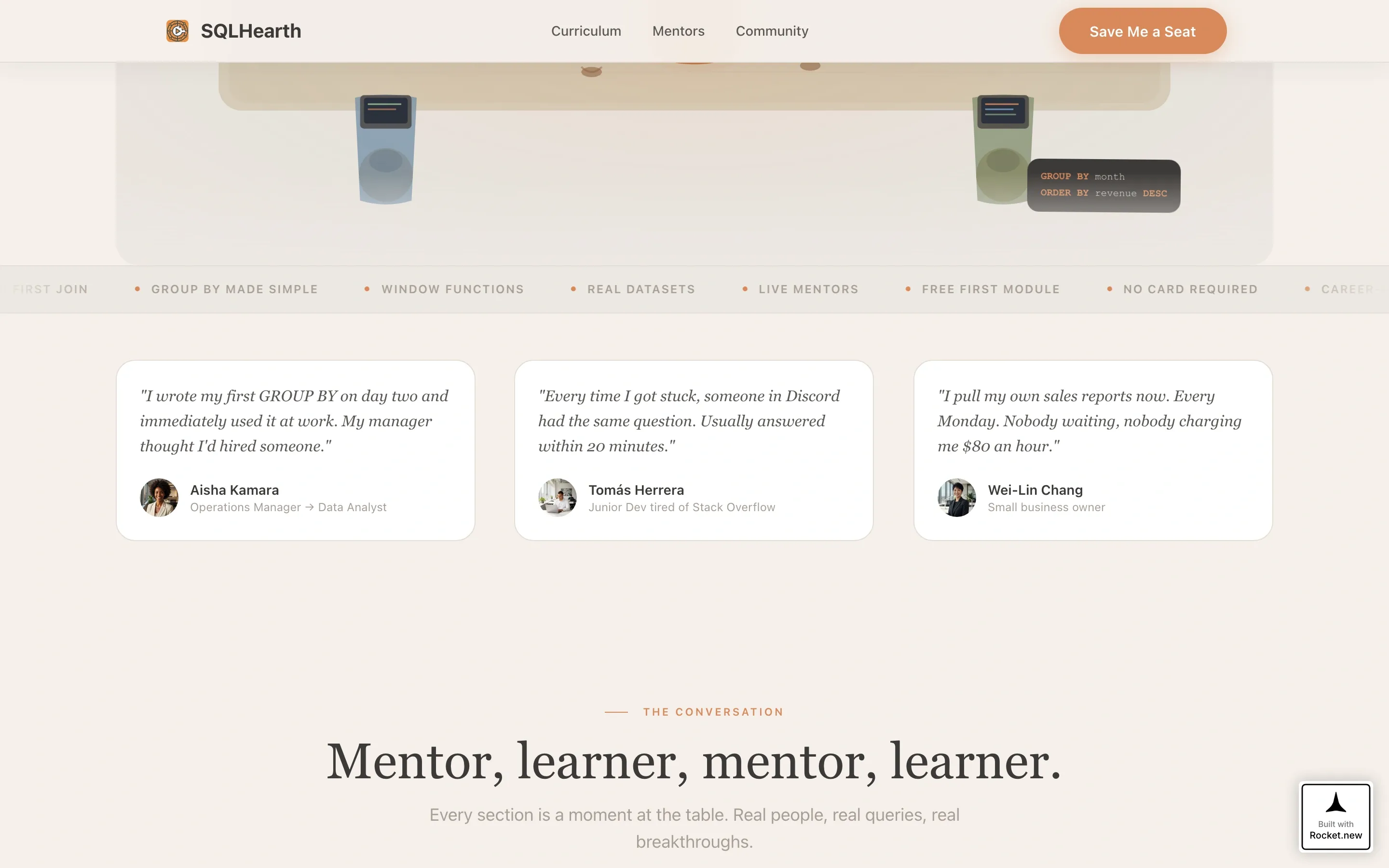 SQL Course Landing Page Template for Beginners