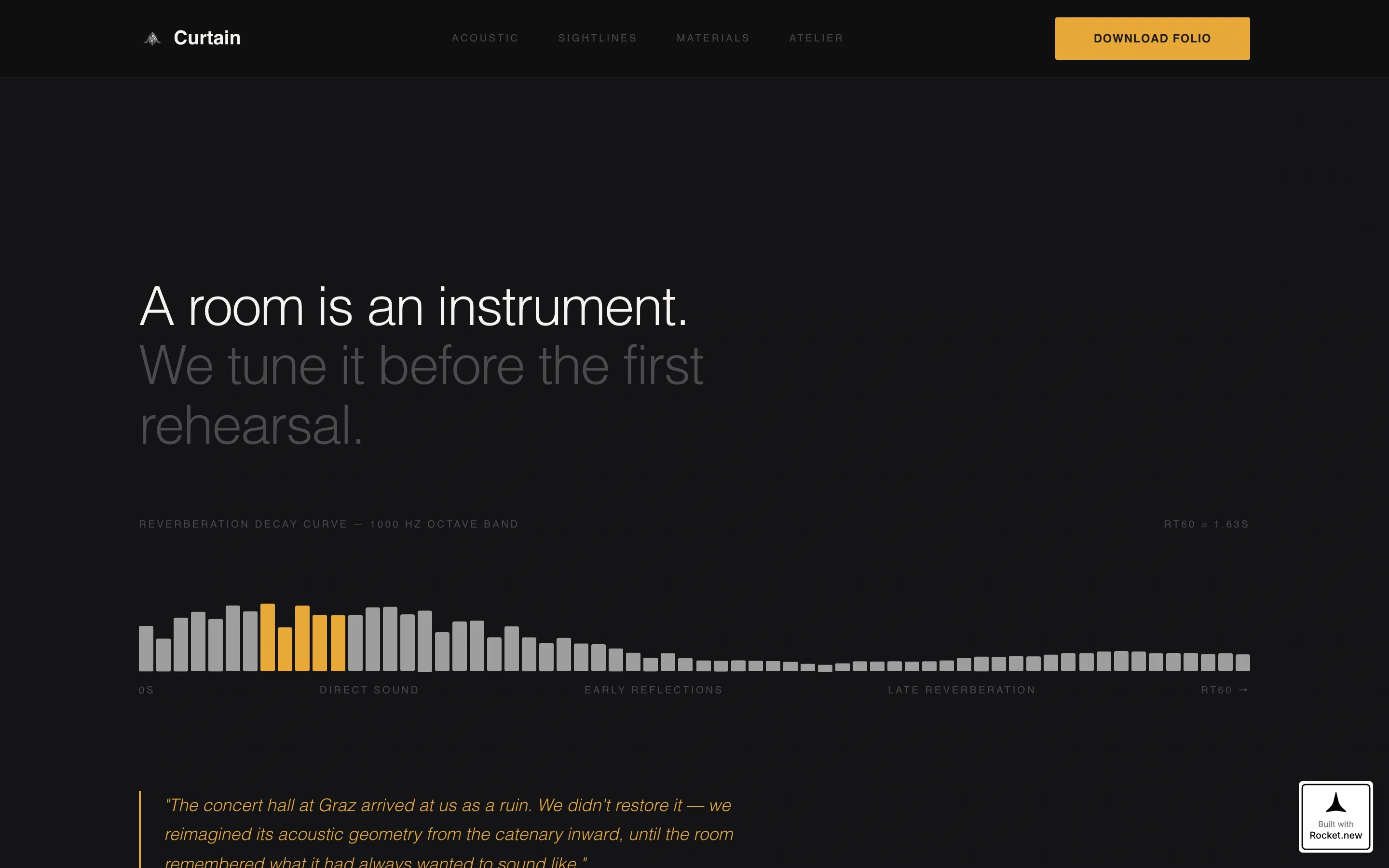 Immersive Auditorium Design Atelier Landing Page