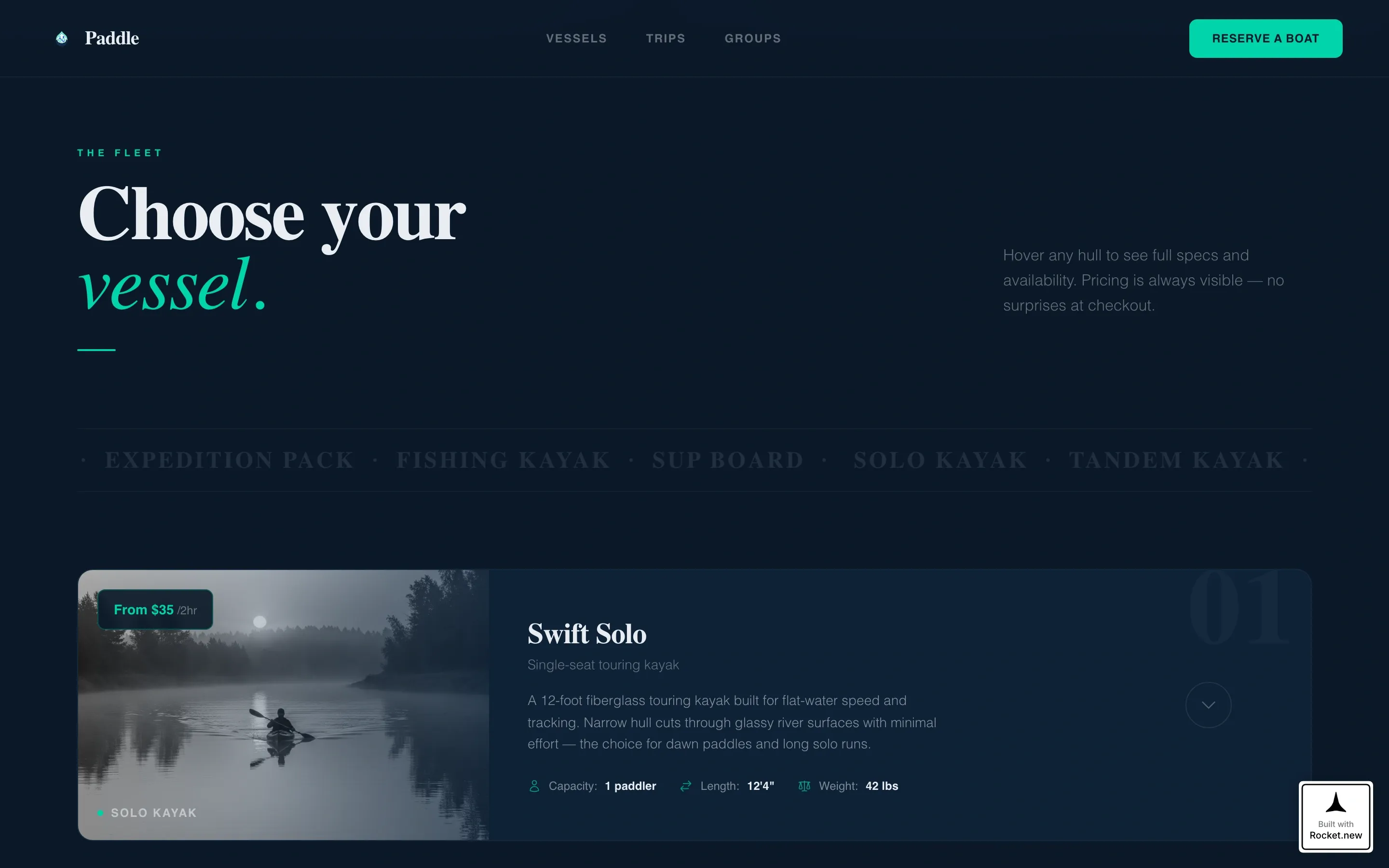 Kayak & Canoe Rental Landing Page Template