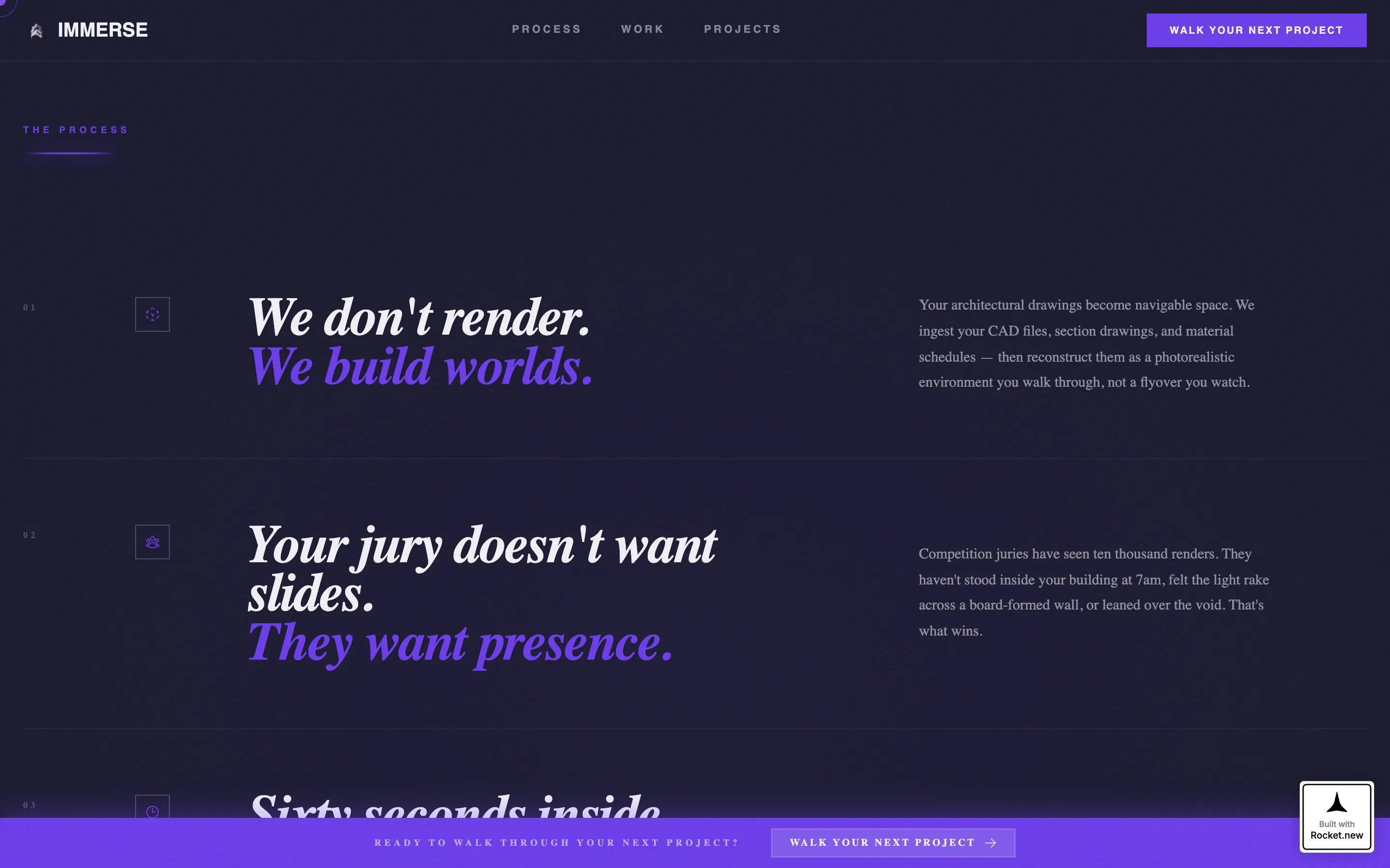 Bold Brutalist VR Architecture Walkthrough Landing Page