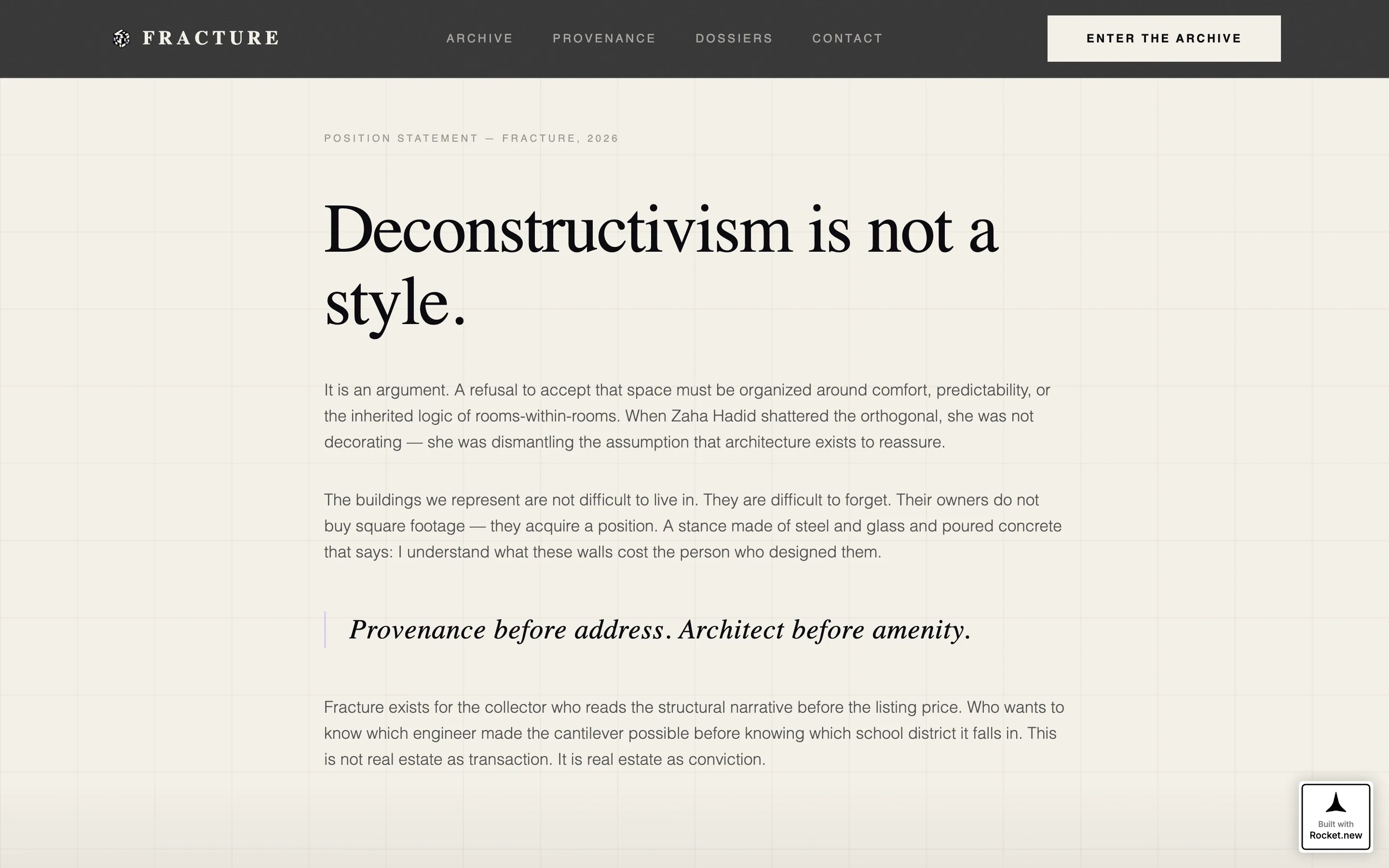 Bold Deconstructivist Real Estate Landing Page