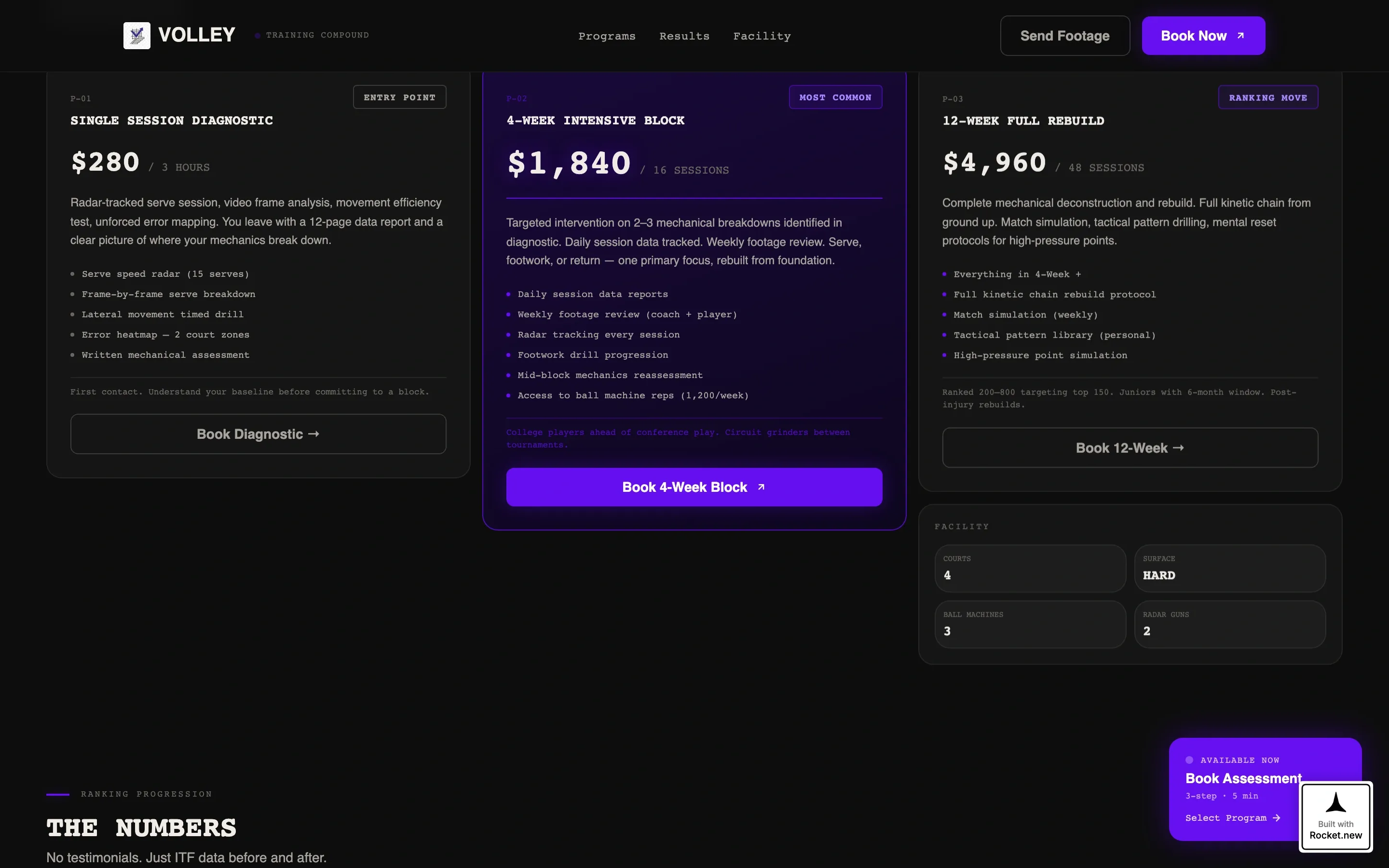 Tennis Training Bento Grid Landing Page Template