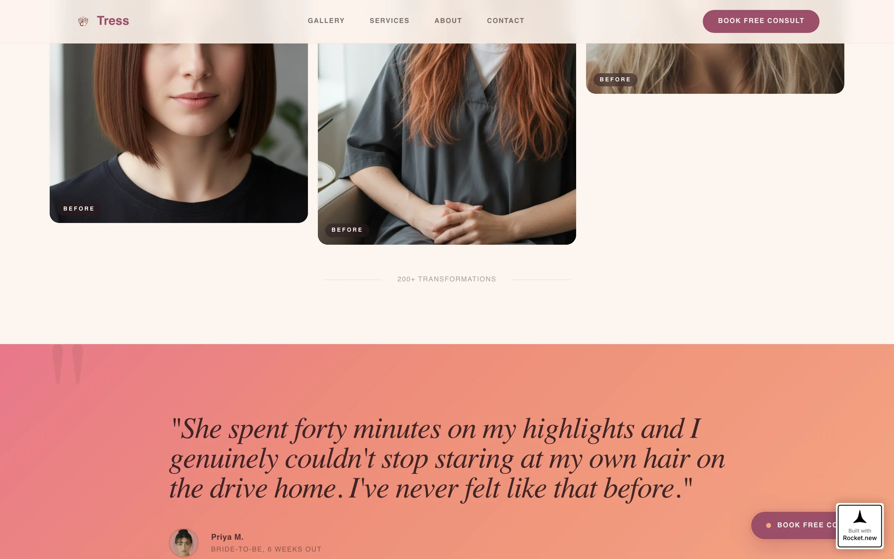 Luminous Women's Hair Salon Landing Page Template