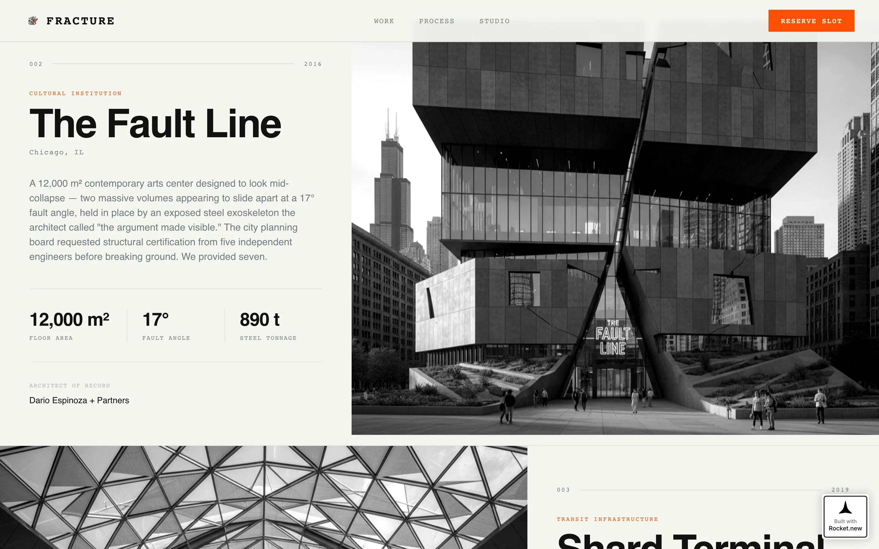 Bold Deconstructivist Builder Landing Page Template
