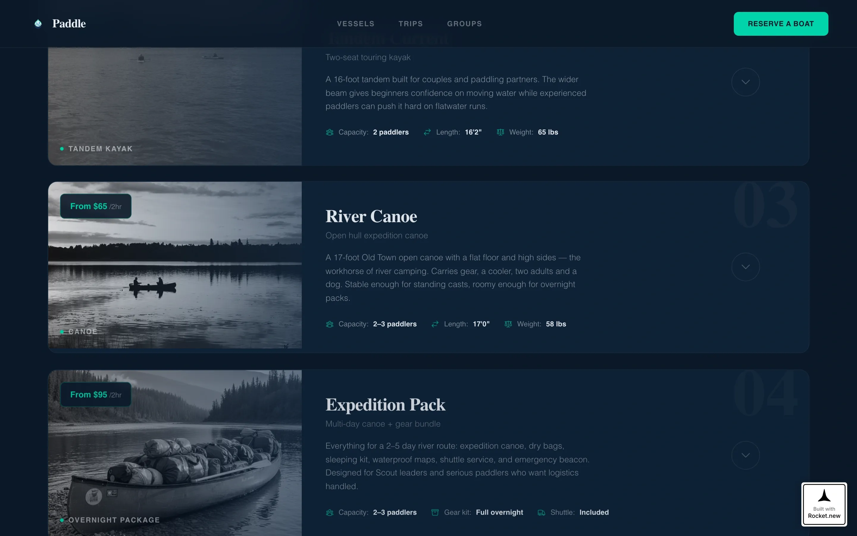 Kayak & Canoe Rental Landing Page Template