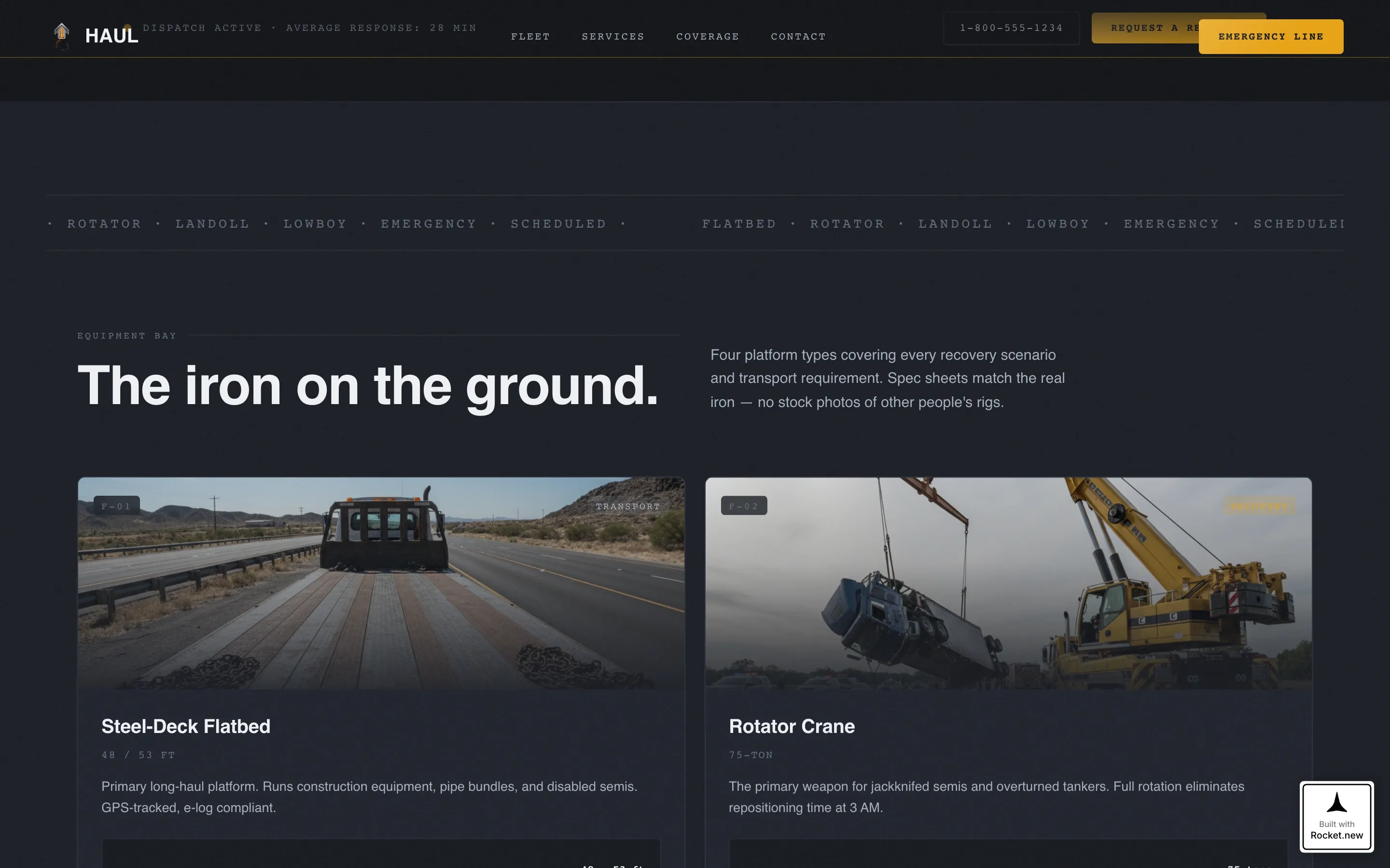 Flatbed & Heavy Towing Landing Page Template