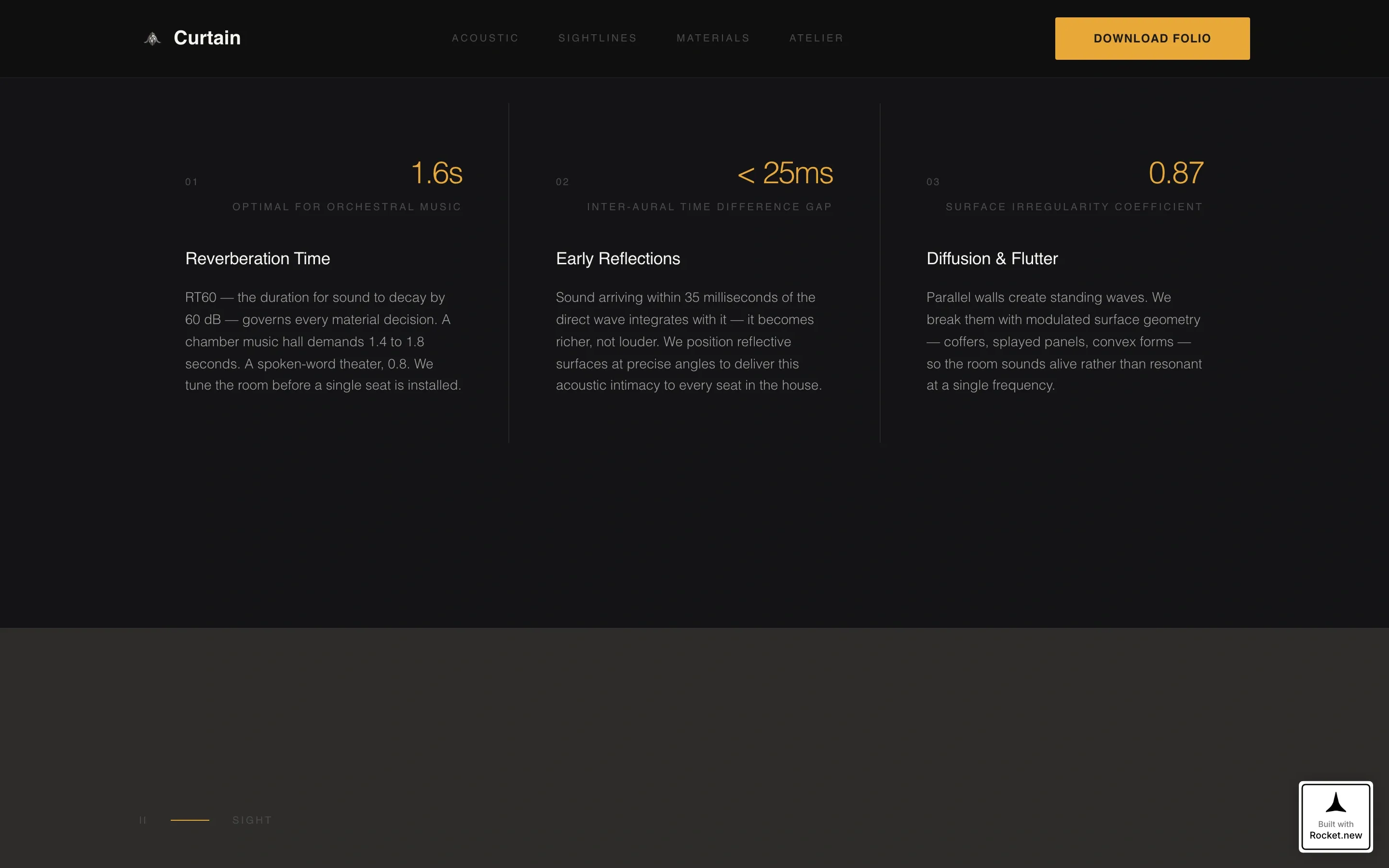Immersive Auditorium Design Atelier Landing Page