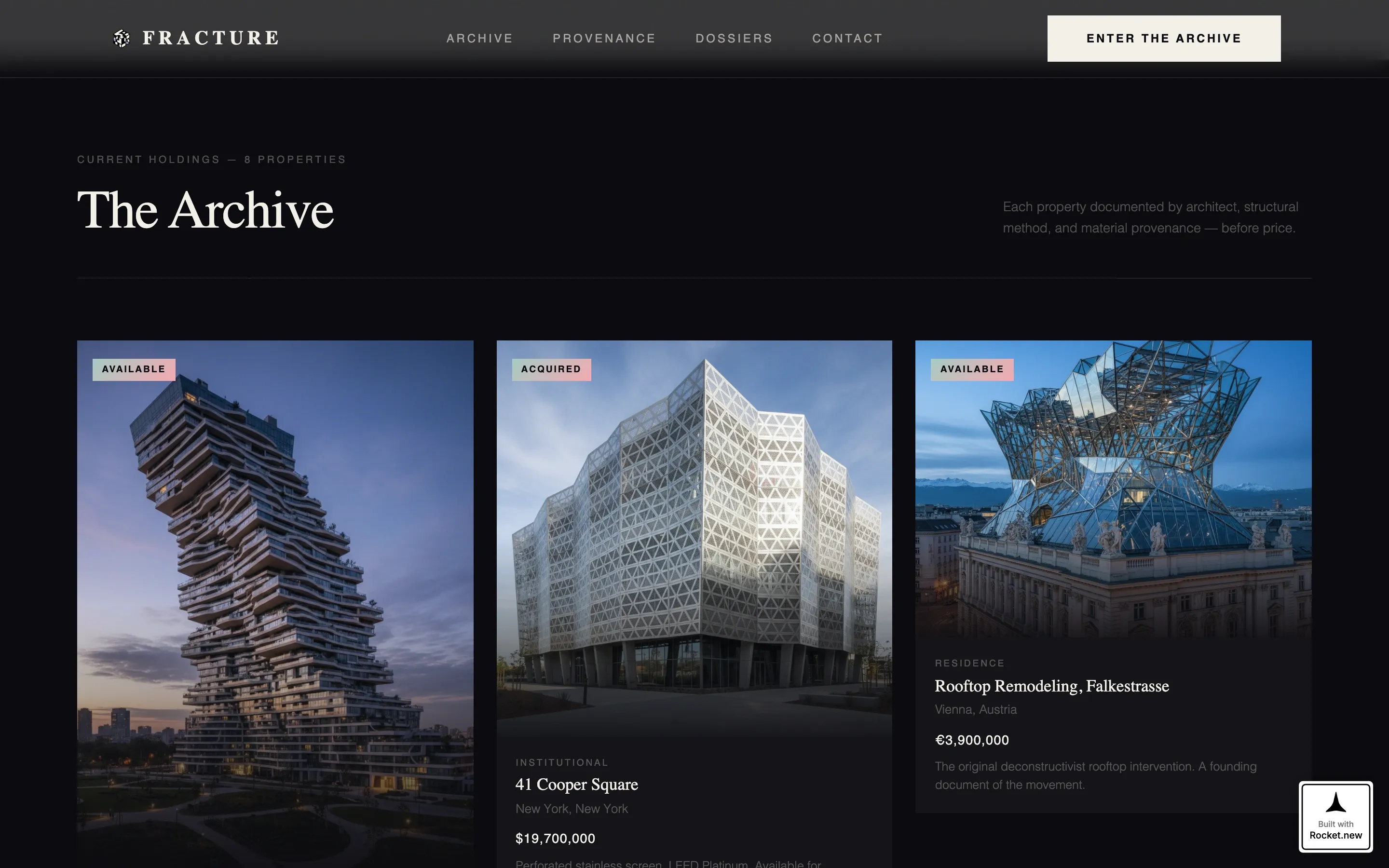 Bold Deconstructivist Real Estate Landing Page