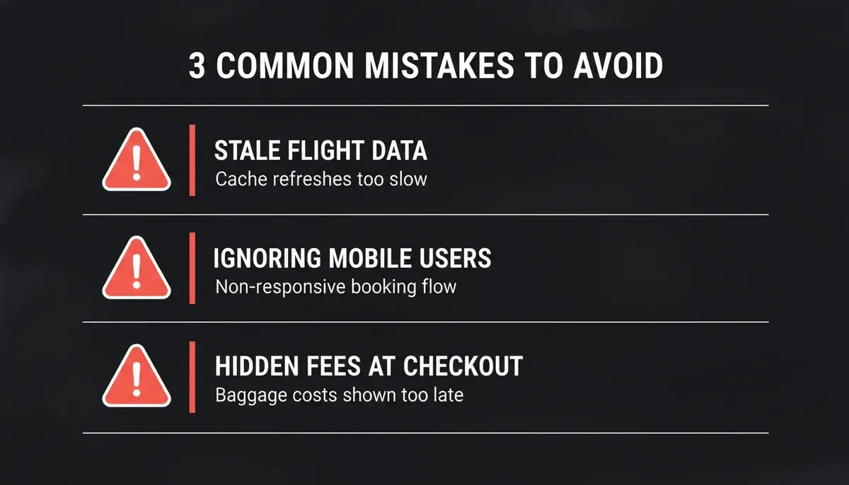 Three critical mistakes that undermine trust and booking completion rates in flight platforms
