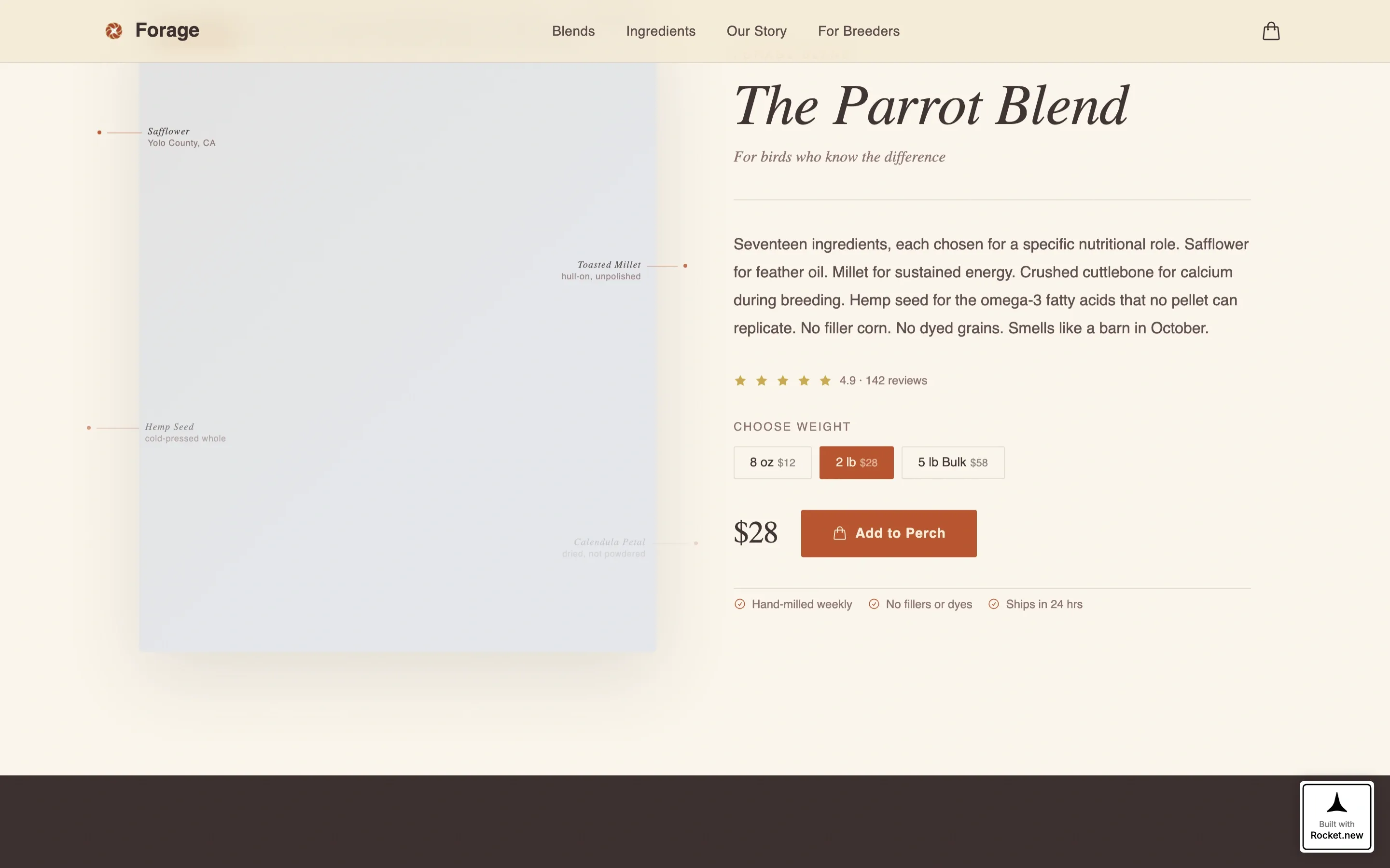 Artisan Bird Food Landing Page Template