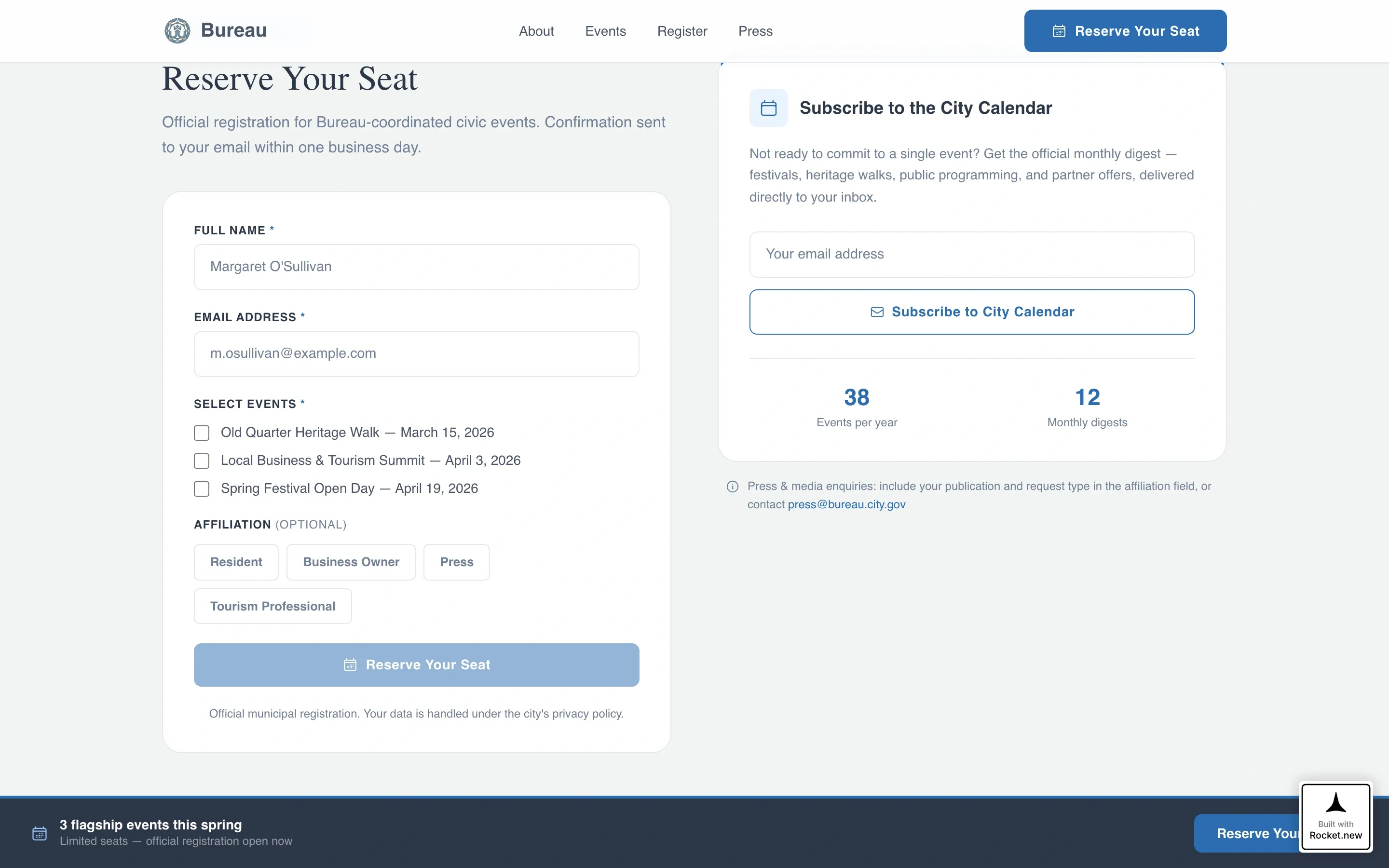 Municipal Tourism Office Landing Page Template