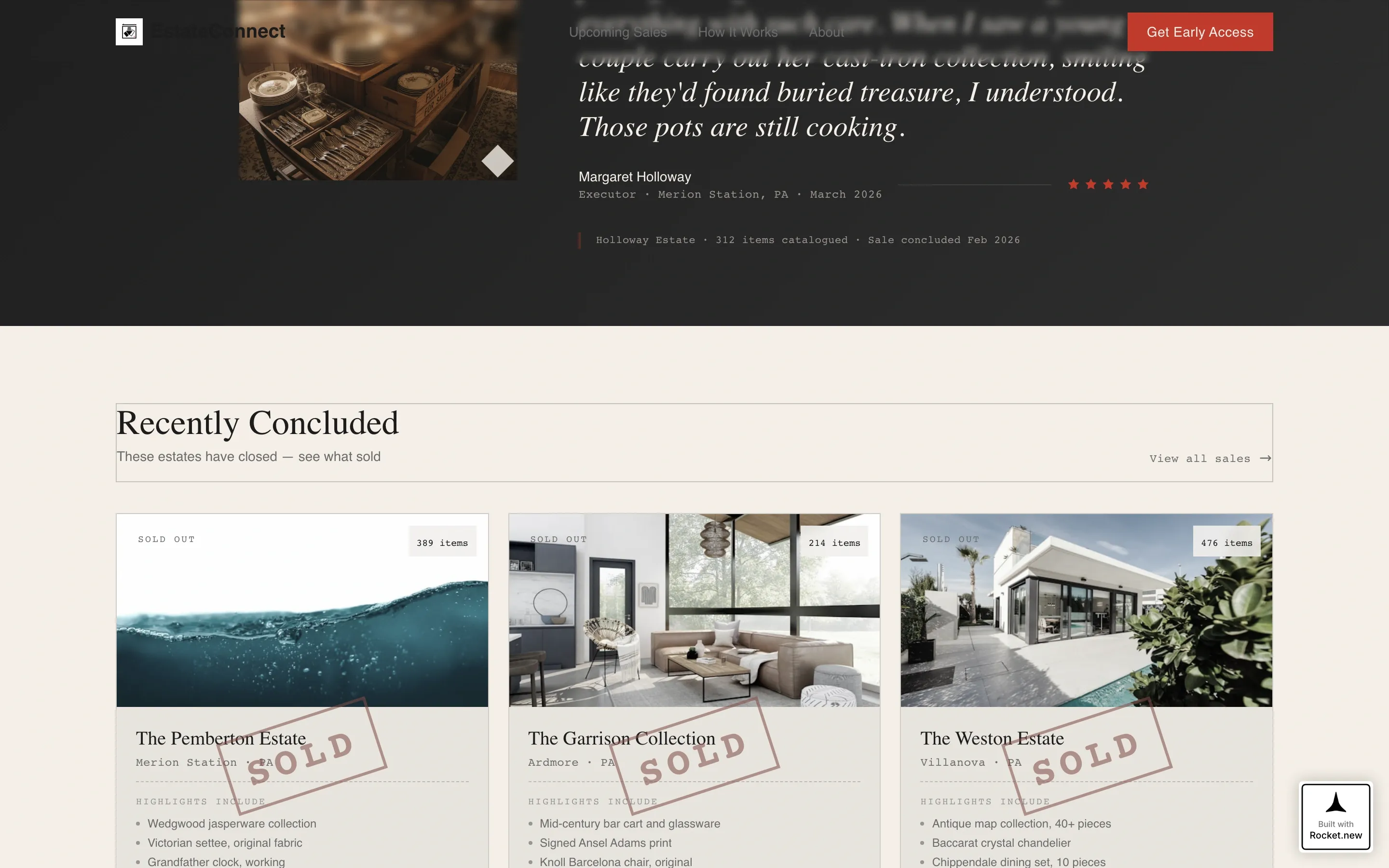 Antique Estate Sale Landing Page Template