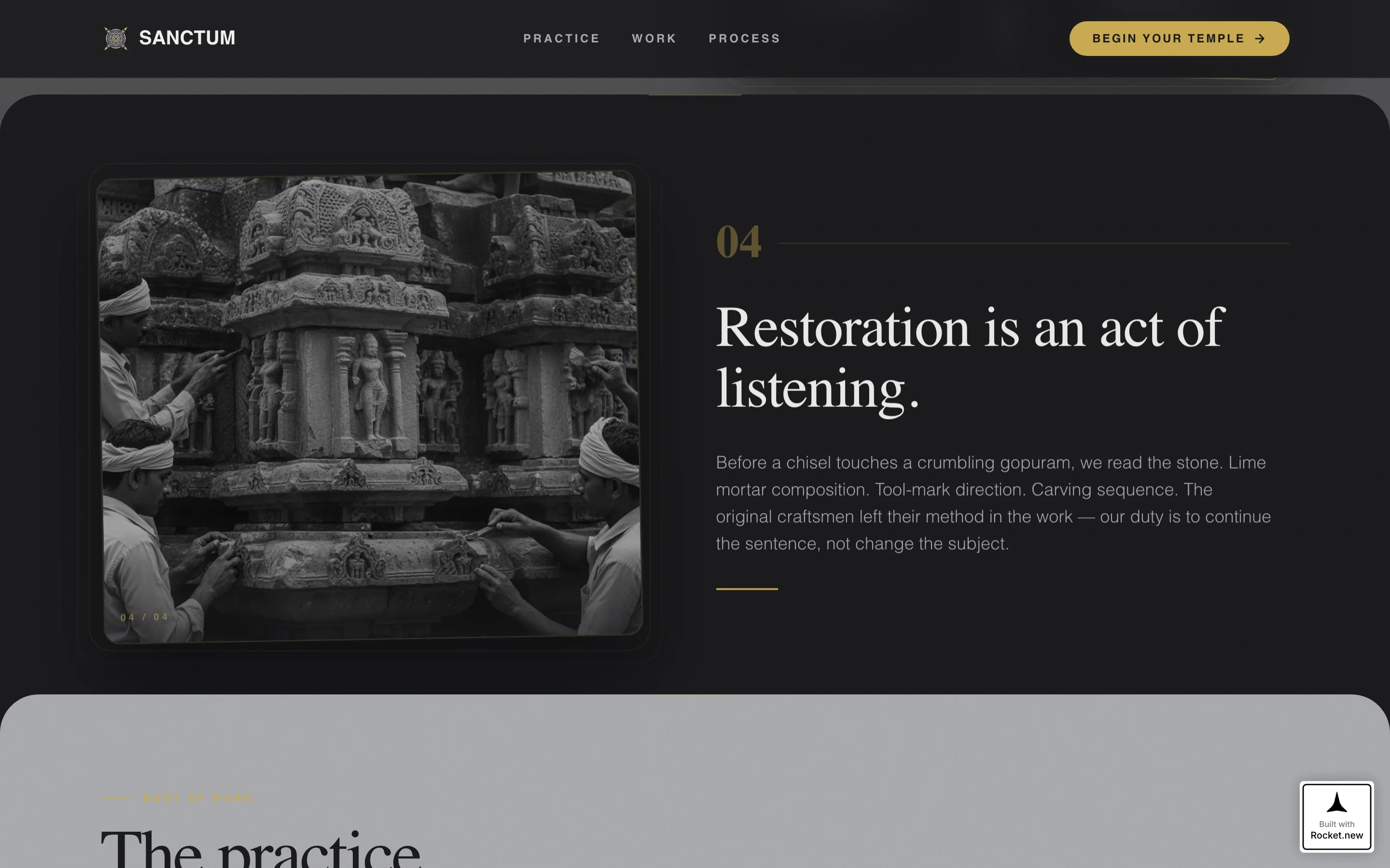 Sacred Temple Architecture Landing Page Template