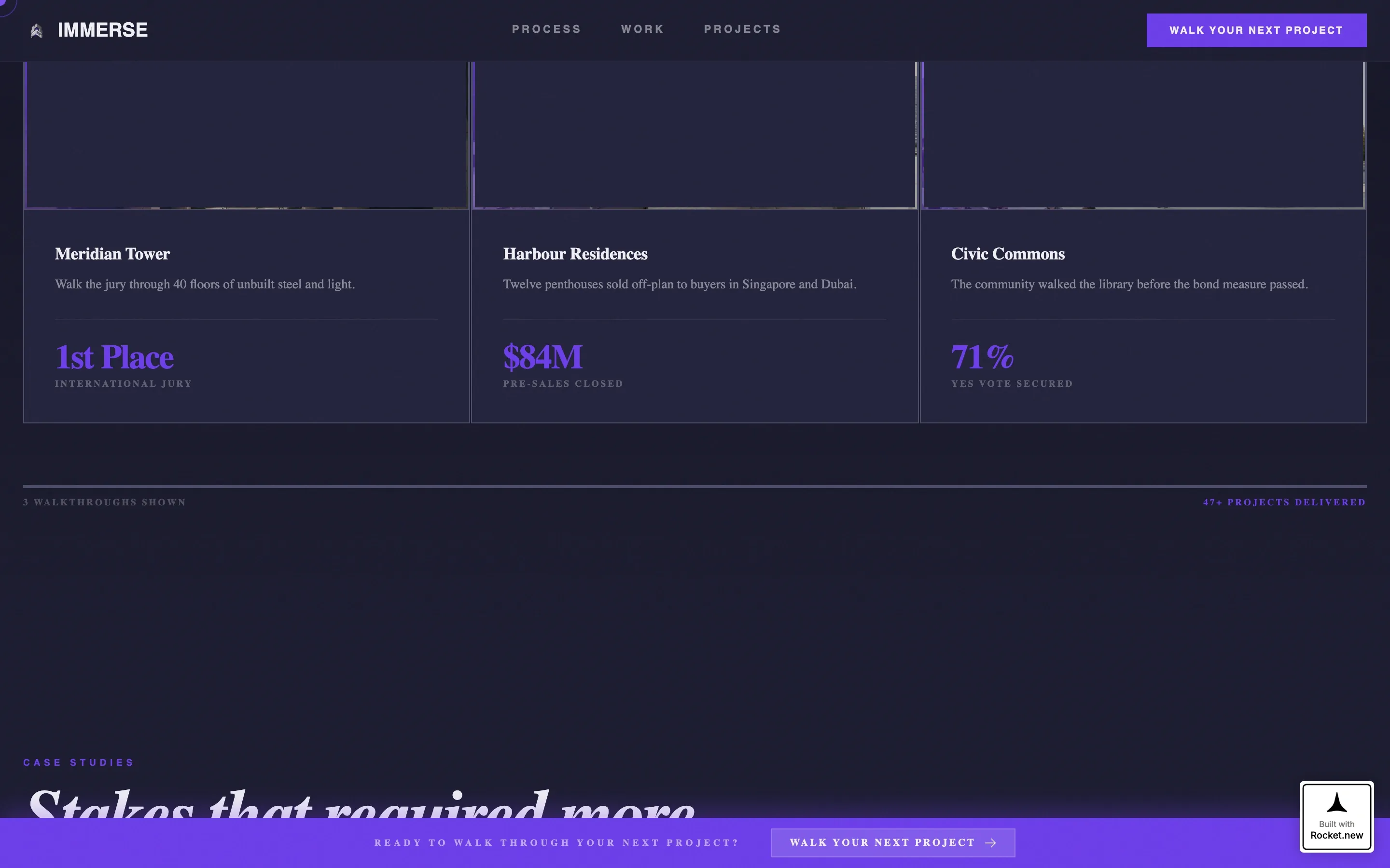 Bold Brutalist VR Architecture Walkthrough Landing Page
