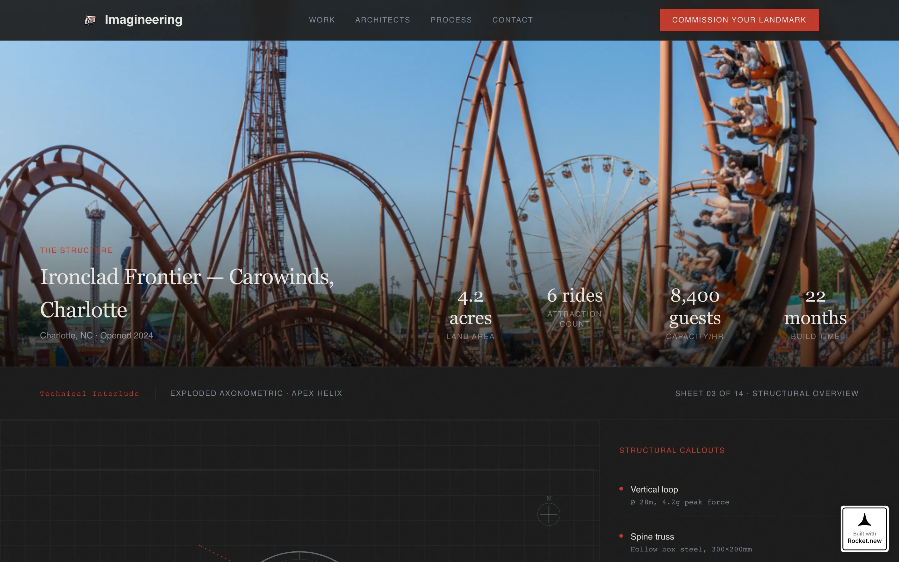 Bold Theme Park Architecture Landing Page