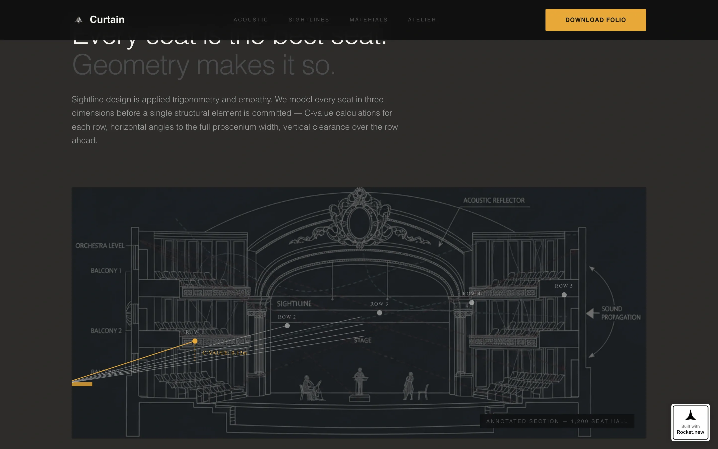 Immersive Auditorium Design Atelier Landing Page
