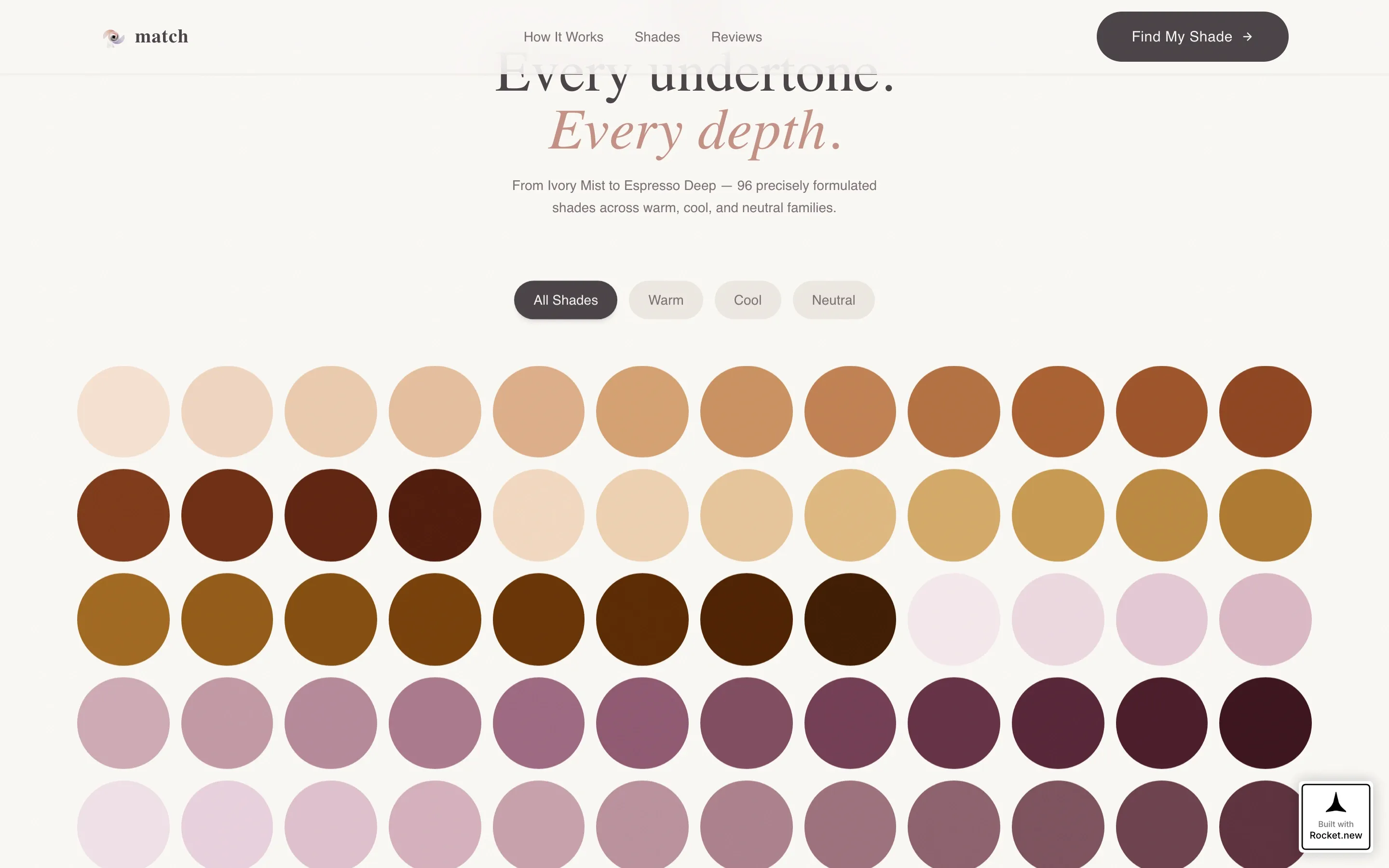 Precision Skin Tone Matching Landing Page Template