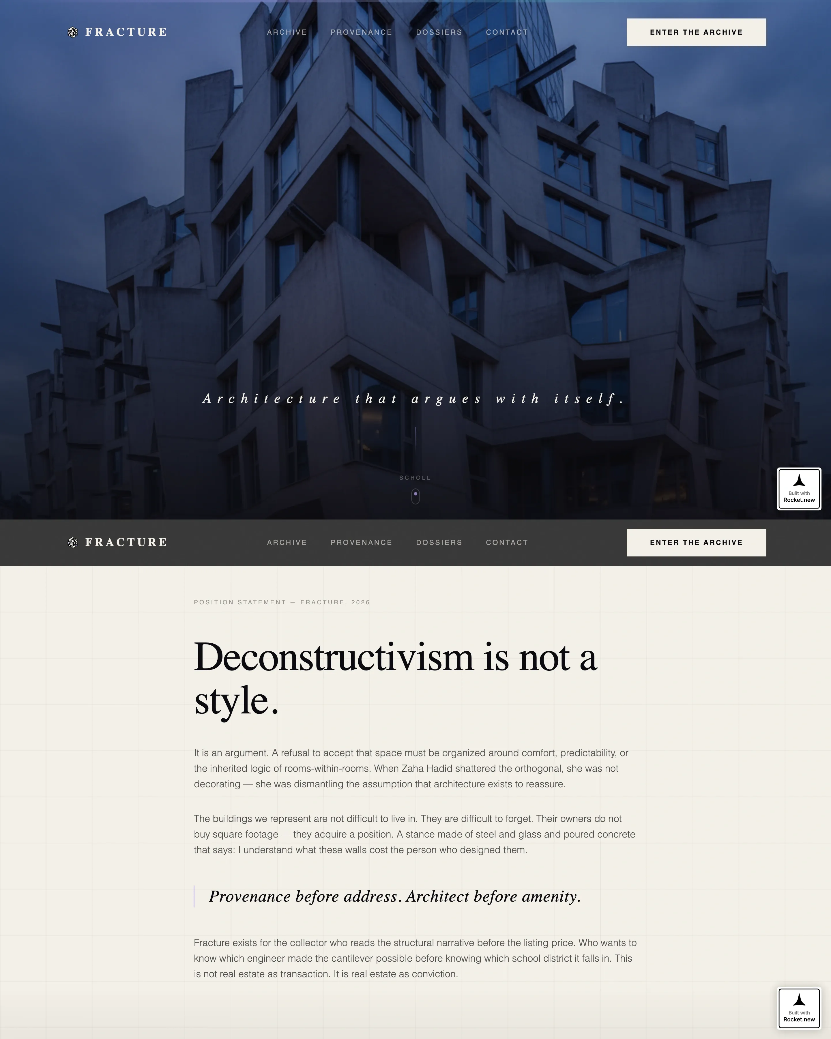 Bold Deconstructivist Real Estate Landing Page