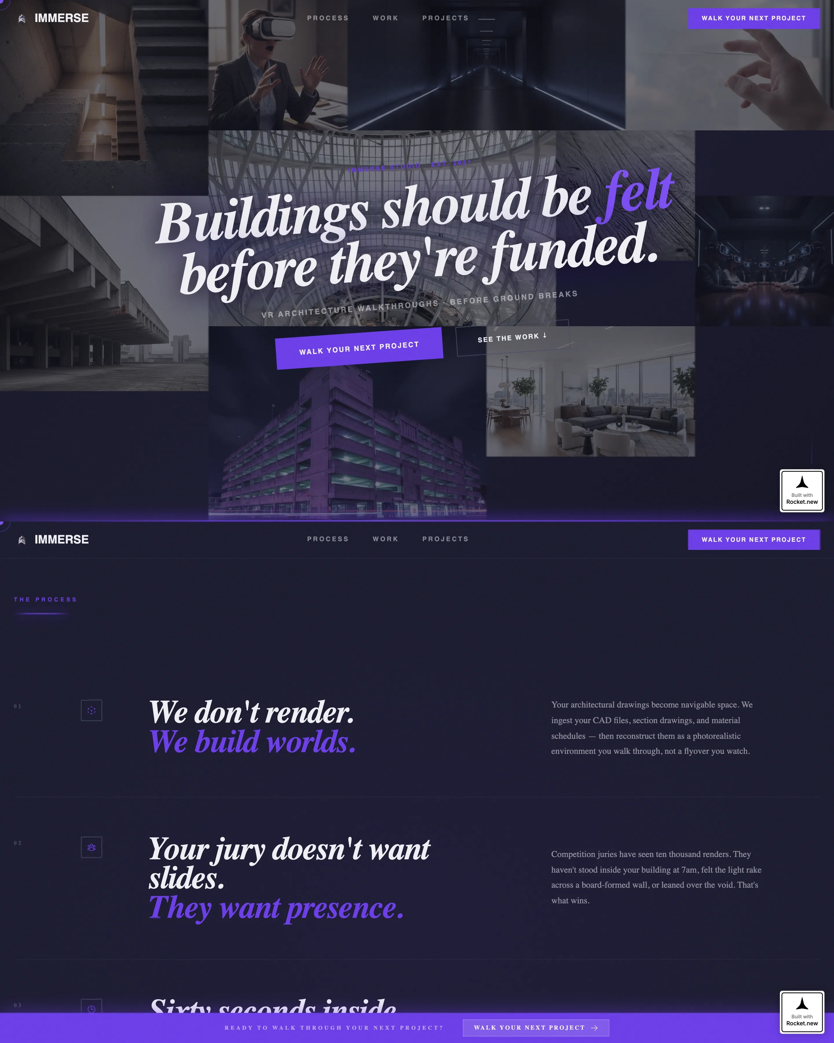 Bold Brutalist VR Architecture Walkthrough Landing Page