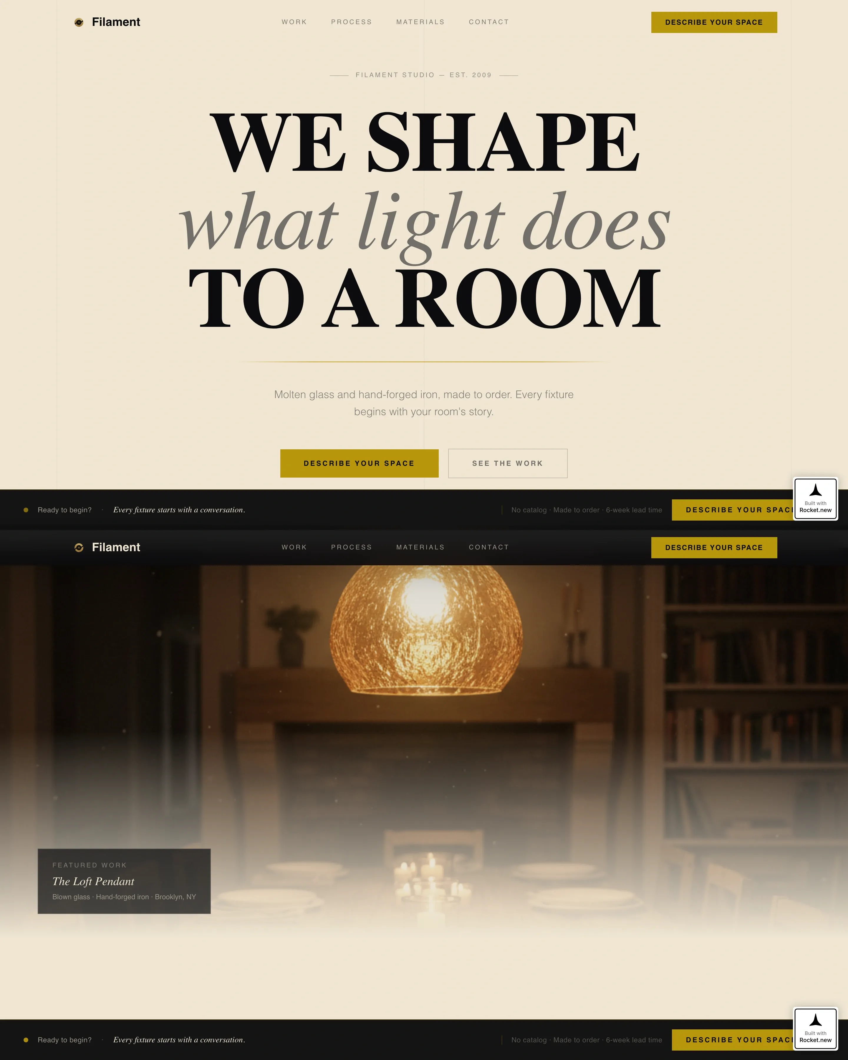 Atmospheric Craftsman Lighting Designer Landing Page