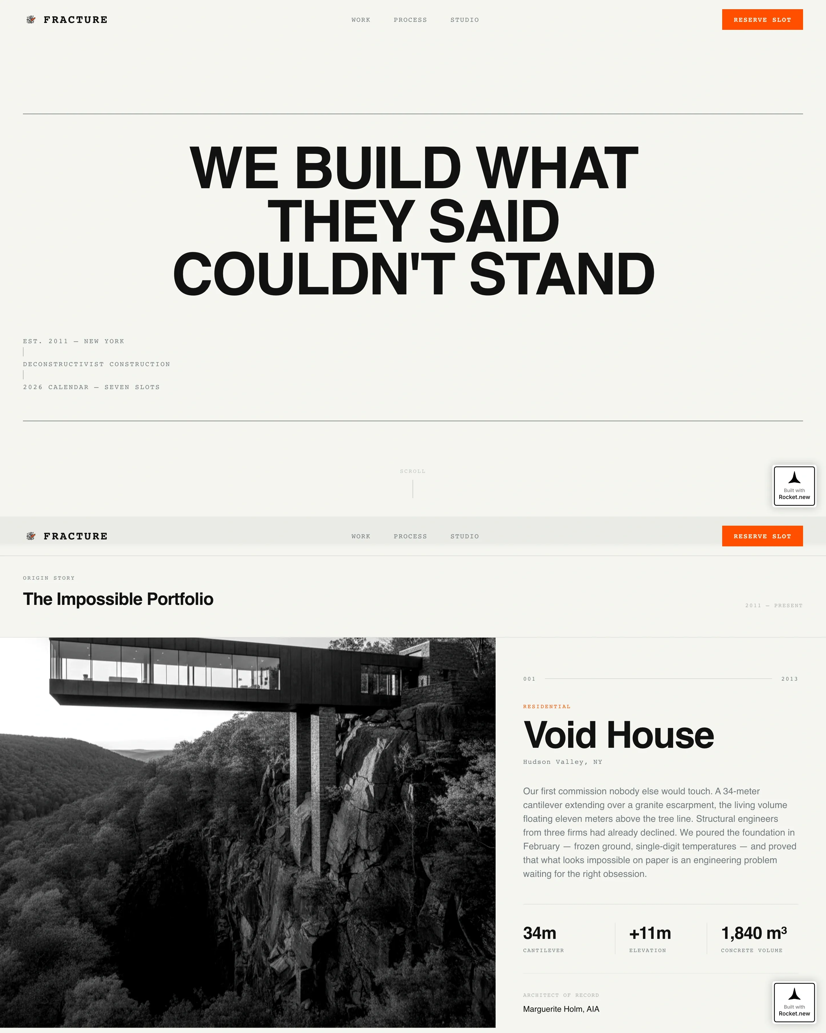 Bold Deconstructivist Builder Landing Page Template