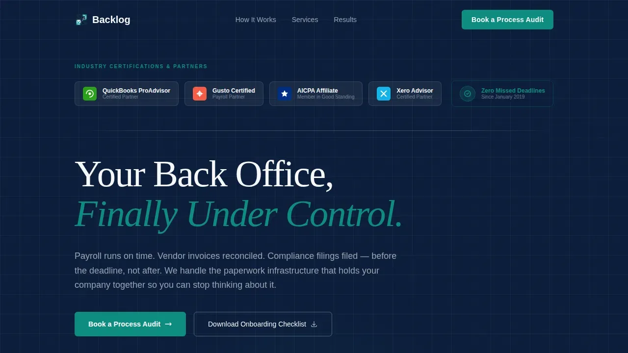 Back-Office Operations Landing Page Template