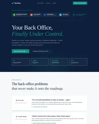 Back-Office Operations Landing Page Template