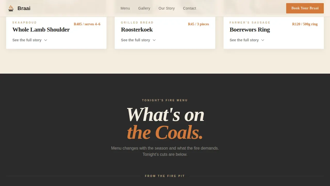 Authentic Flame Grill Restaurant Landing Page Template