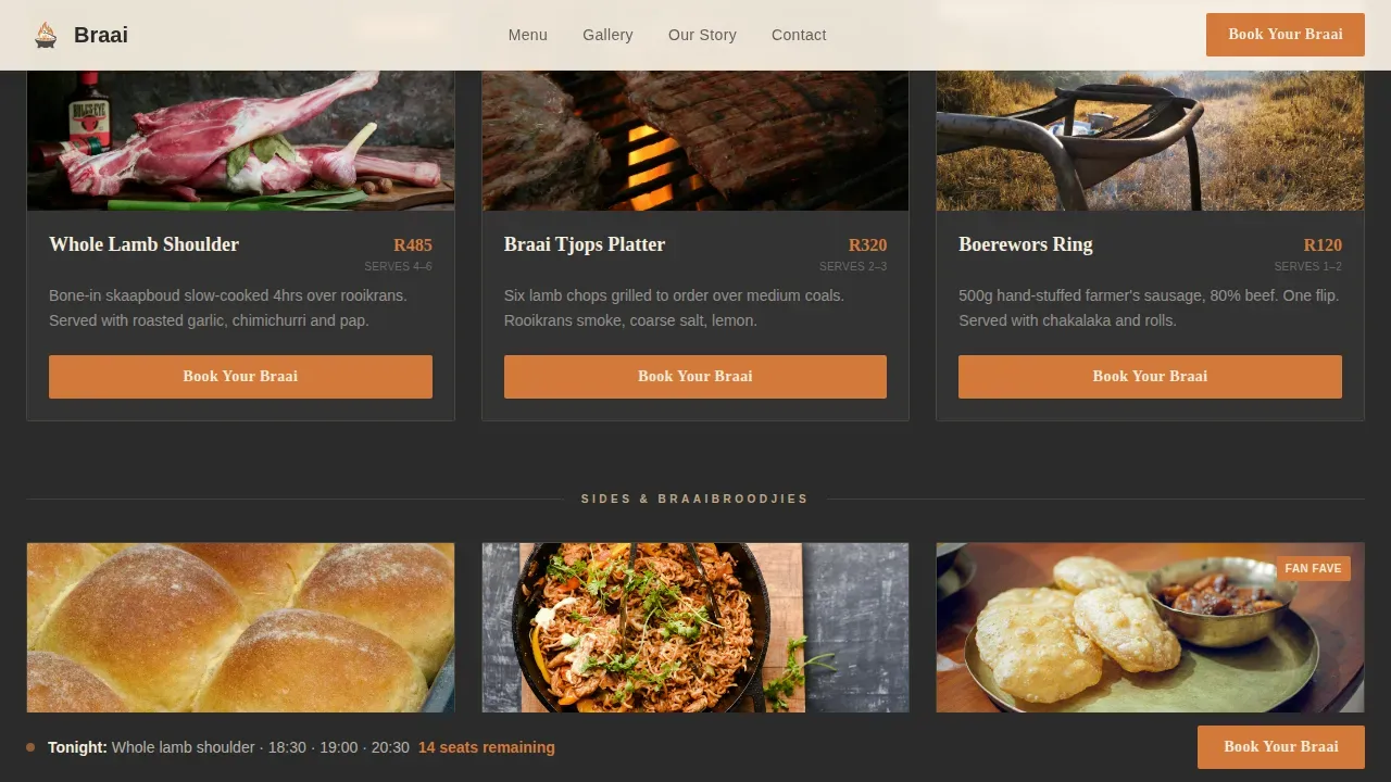 Authentic Flame Grill Restaurant Landing Page Template
