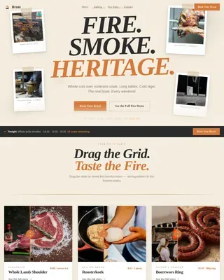Authentic Flame Grill Restaurant Landing Page Template