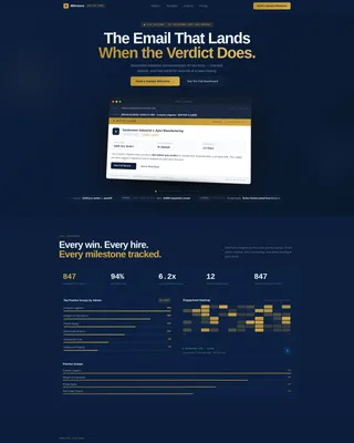 Law Firm Milestone Email Platform Landing Page