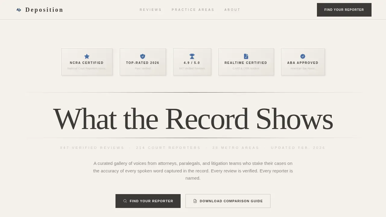Trusted Court Reporting Landing Page Template
