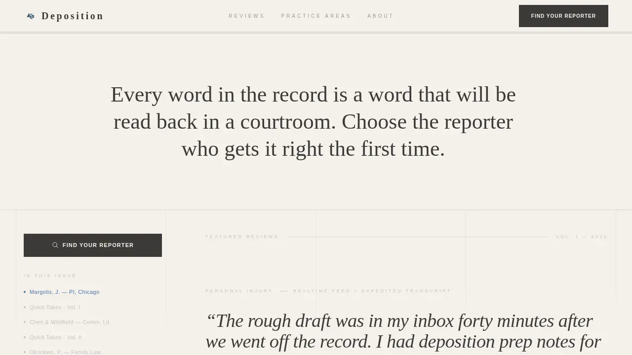 Trusted Court Reporting Landing Page Template