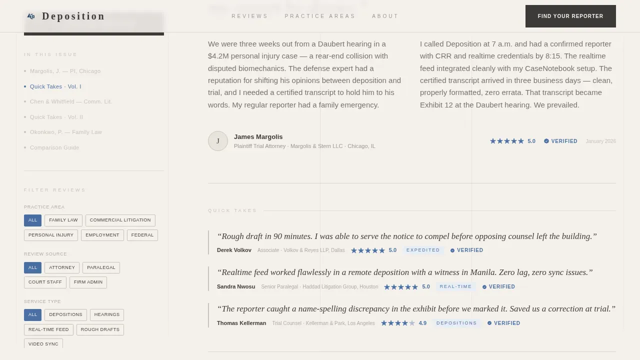 Trusted Court Reporting Landing Page Template
