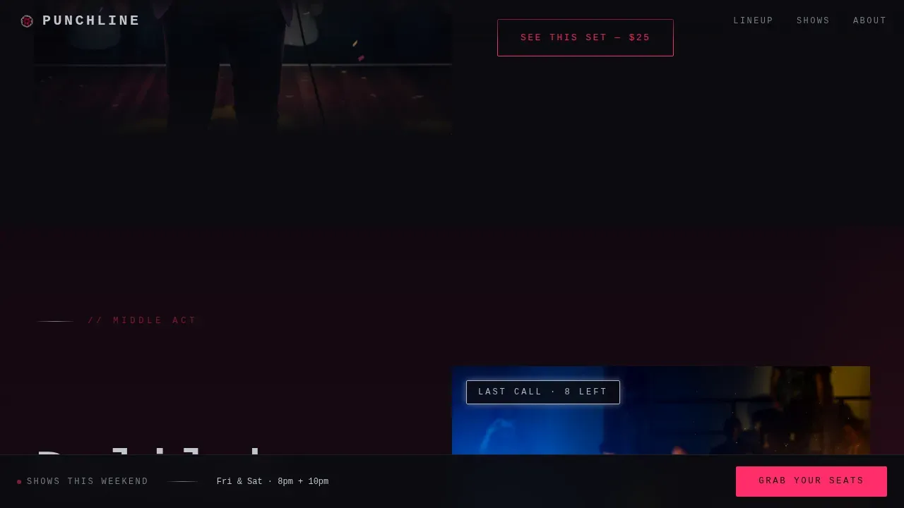 Futuristic Neon Comedy Club Landing Page Template