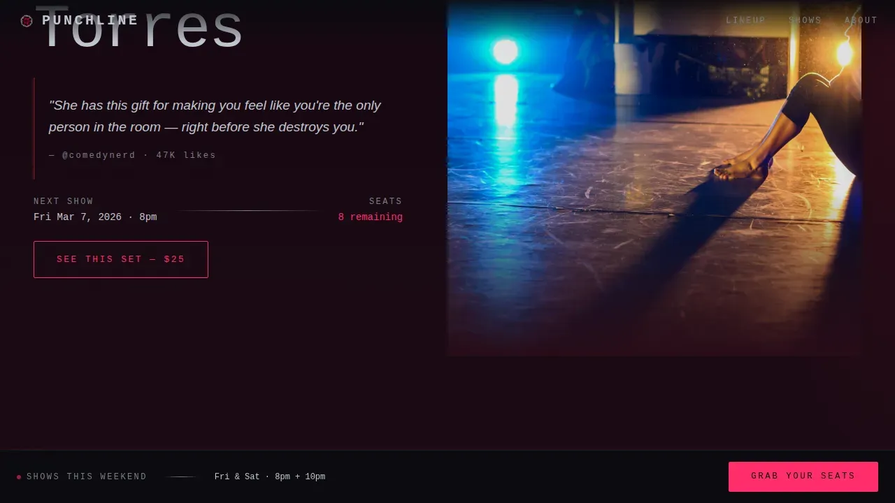 Futuristic Neon Comedy Club Landing Page Template