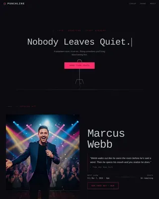 Futuristic Neon Comedy Club Landing Page Template