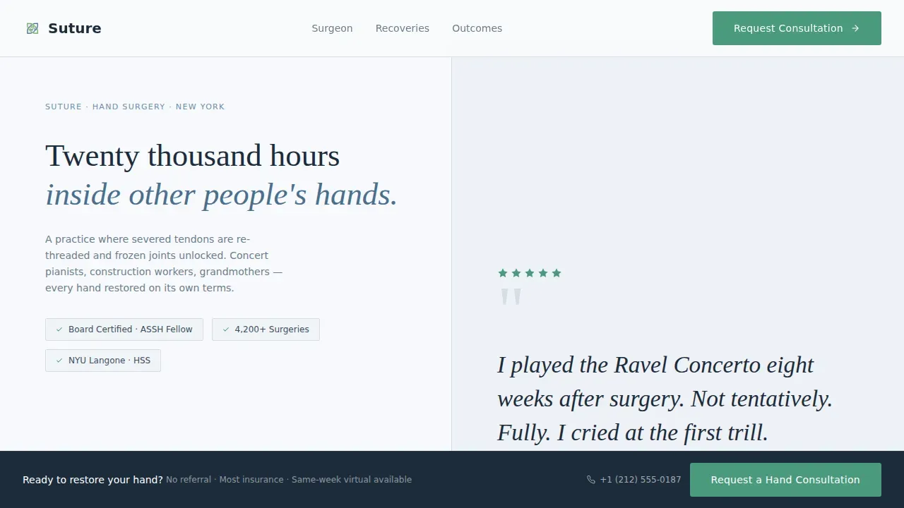Hand Surgeon Booking Website Template