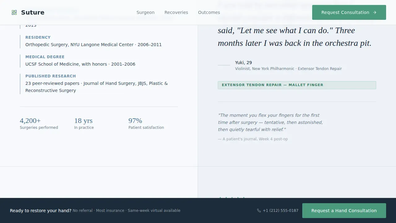 Hand Surgeon Booking Website Template