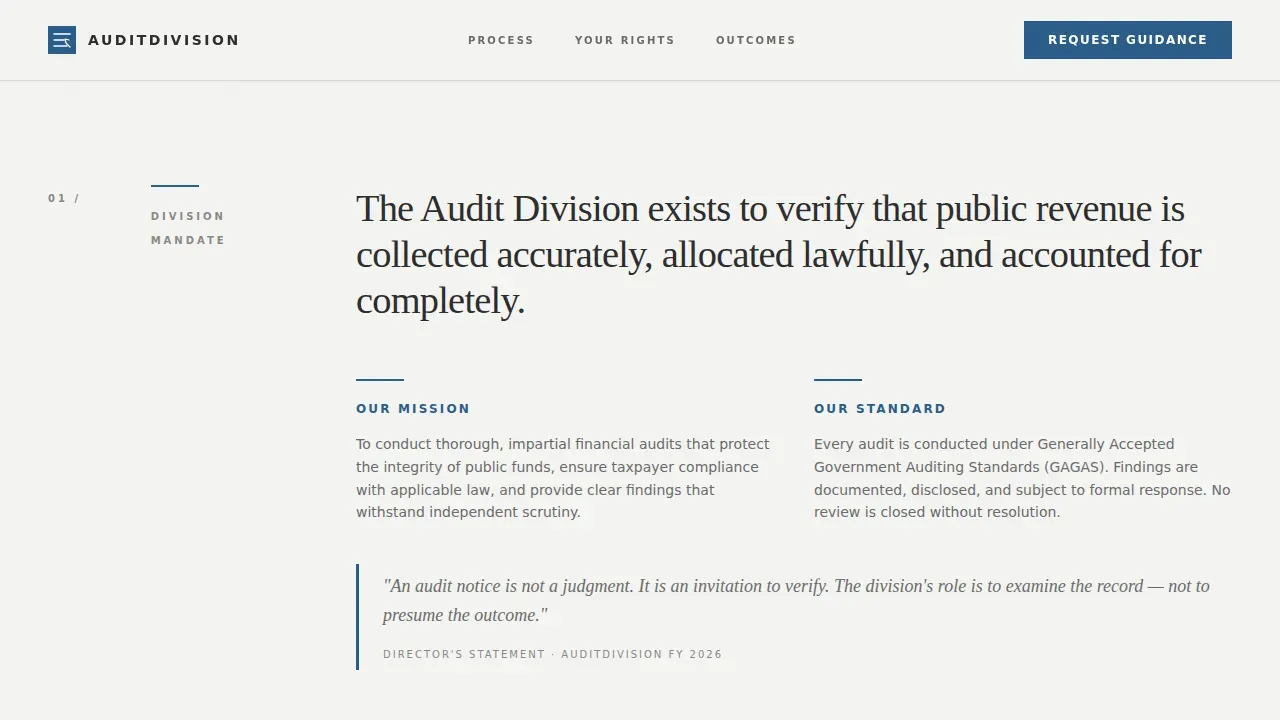 Revenue & Tax Authority Privacy Policy & Terms Website Template