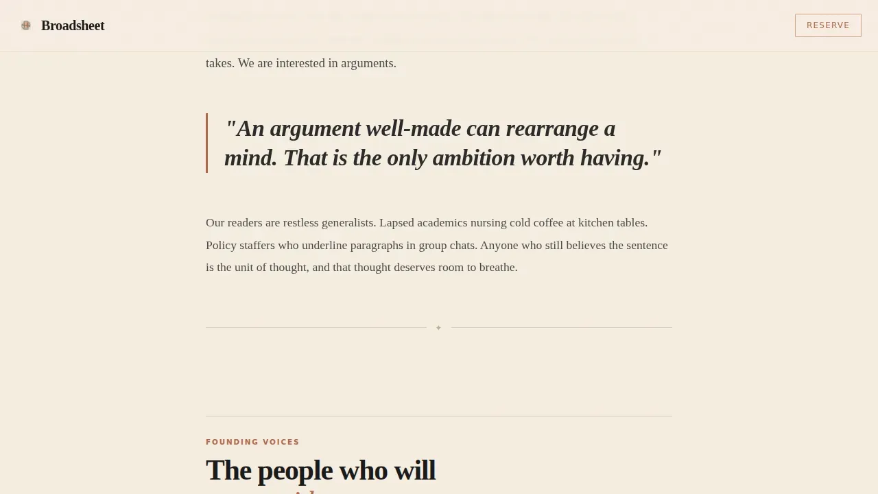 Warm Artisan Opinion Magazine Landing Page Template