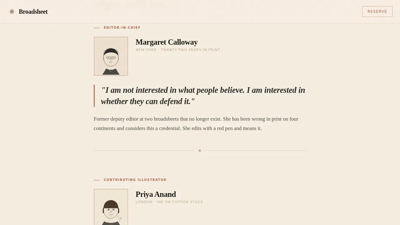 Warm Artisan Opinion Magazine Landing Page Template